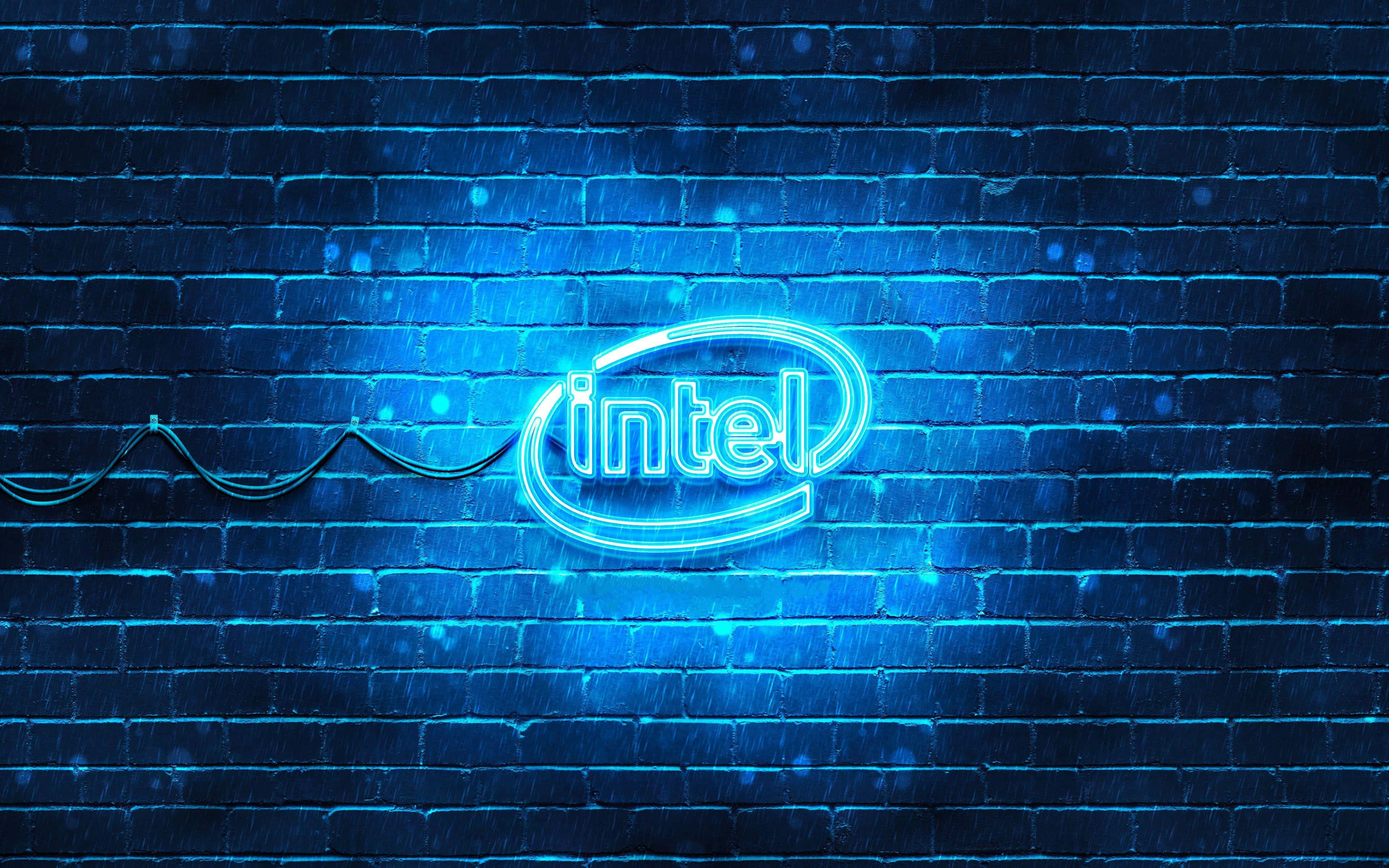 Intel, neon sign, blue, 4K Desktop Wallpaper