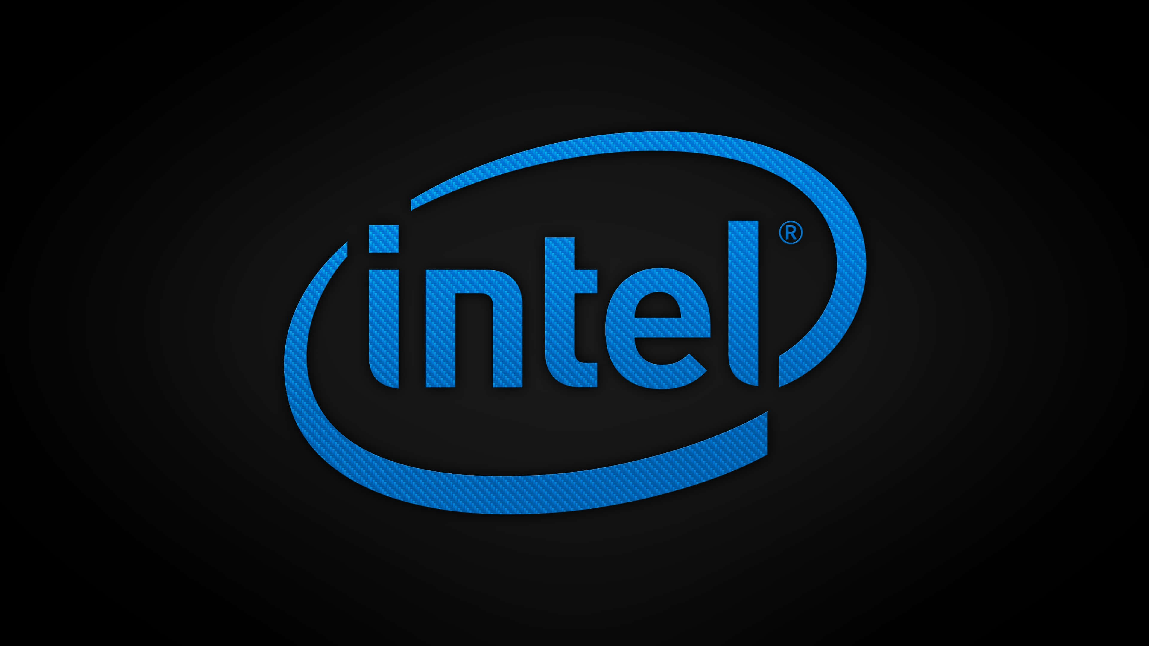 Intel logo, vibrant blue, sleek black gradient background, 4K Desktop Wallpaper
