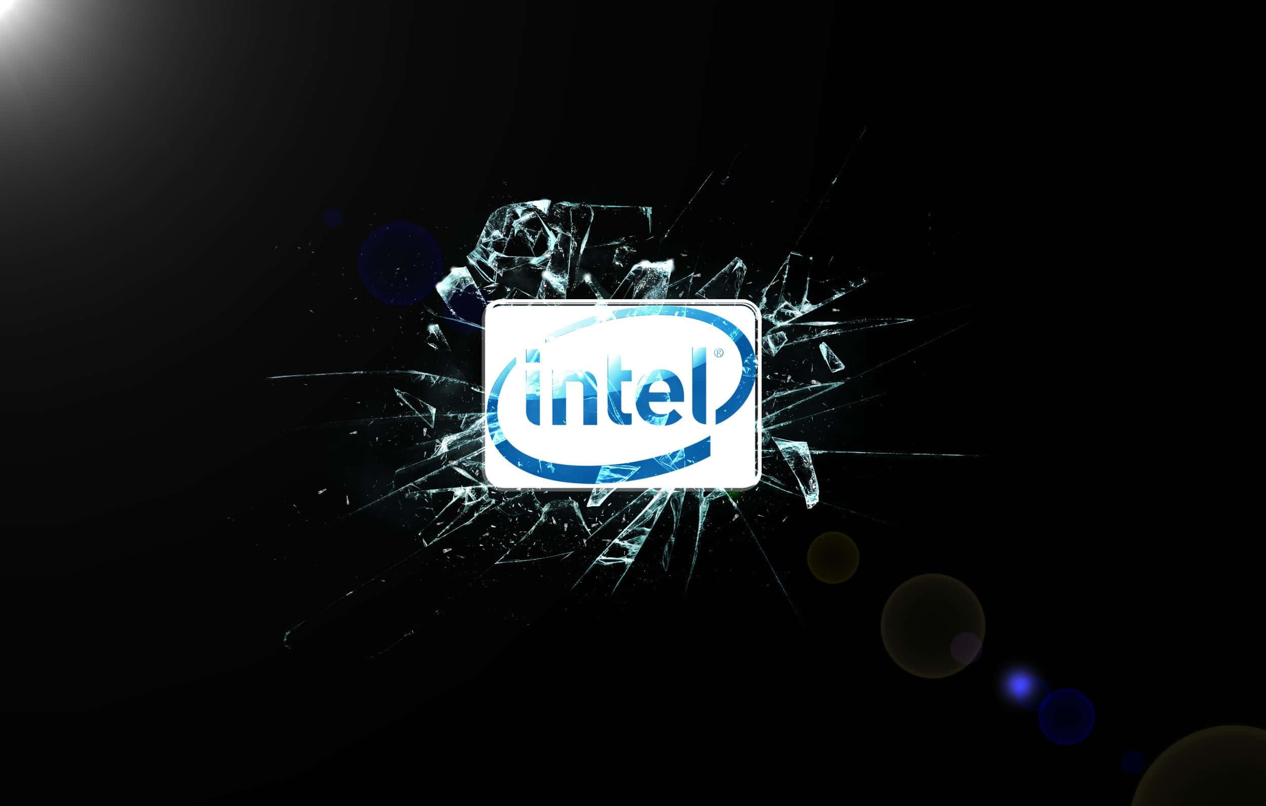 Intel logo, shattered glass, dark background, Full HD Desktop Wallpaper