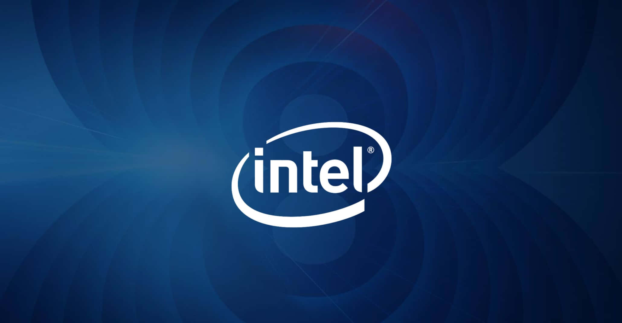 Intel logo, blue background, concentric circular patterns, Full HD Desktop Wallpaper