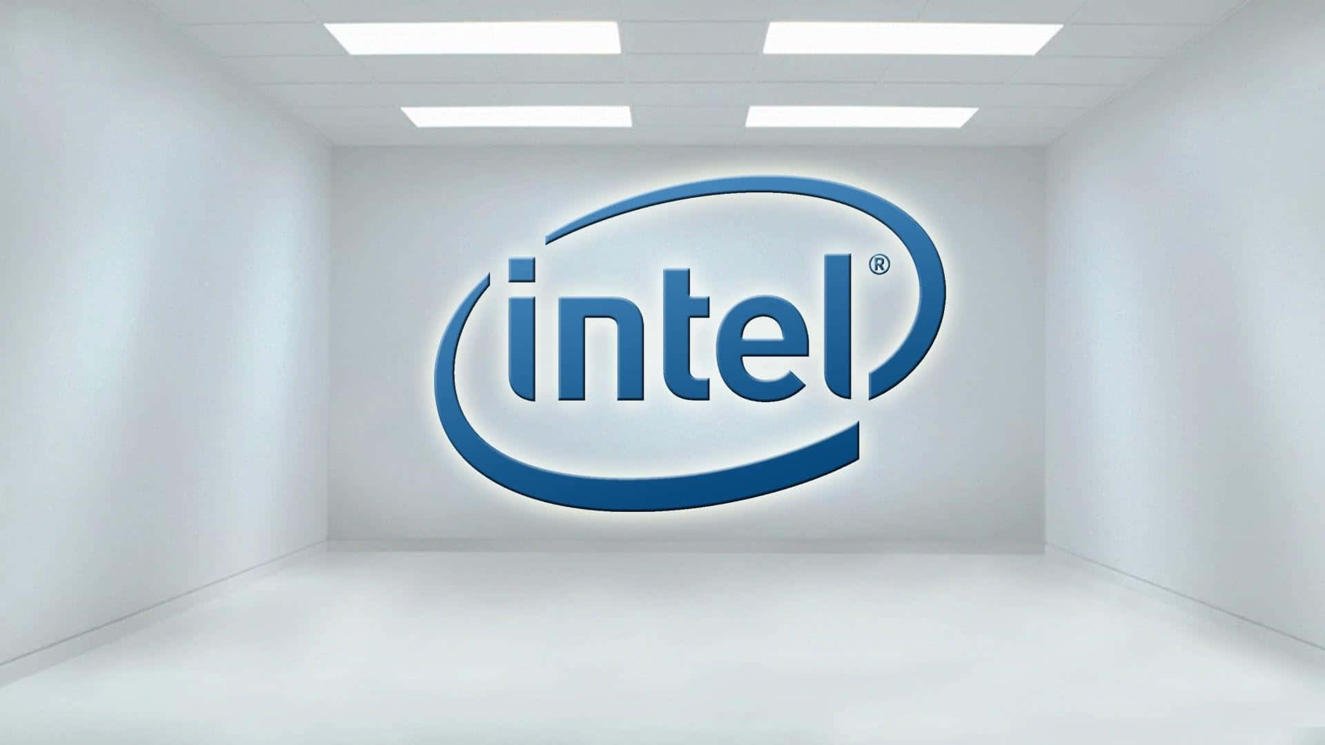 Intel logo, modern office, white room, Full HD Desktop Wallpaper