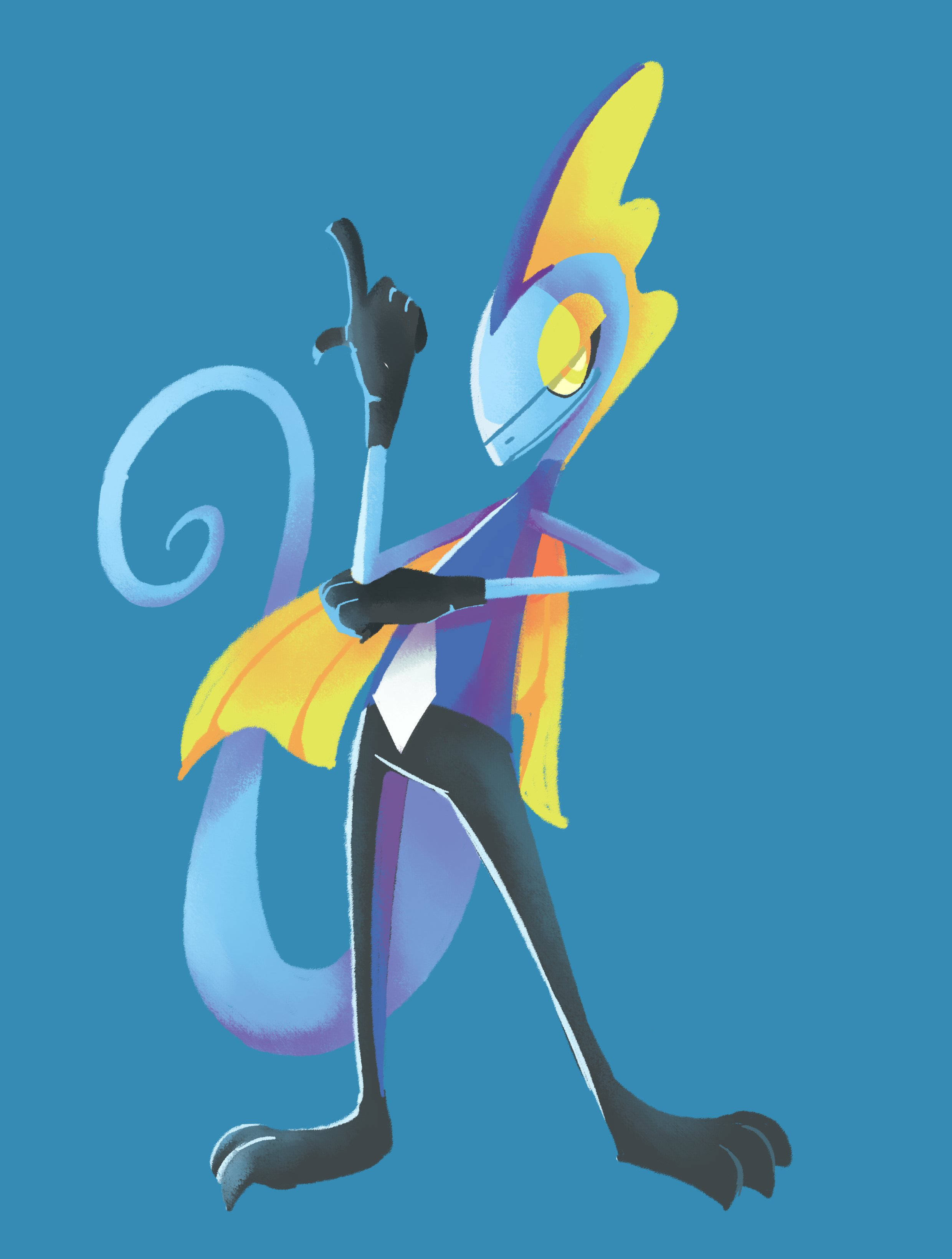 Inteleon, blue and yellow lightning motif, teal background, 2K Phone Wallpaper