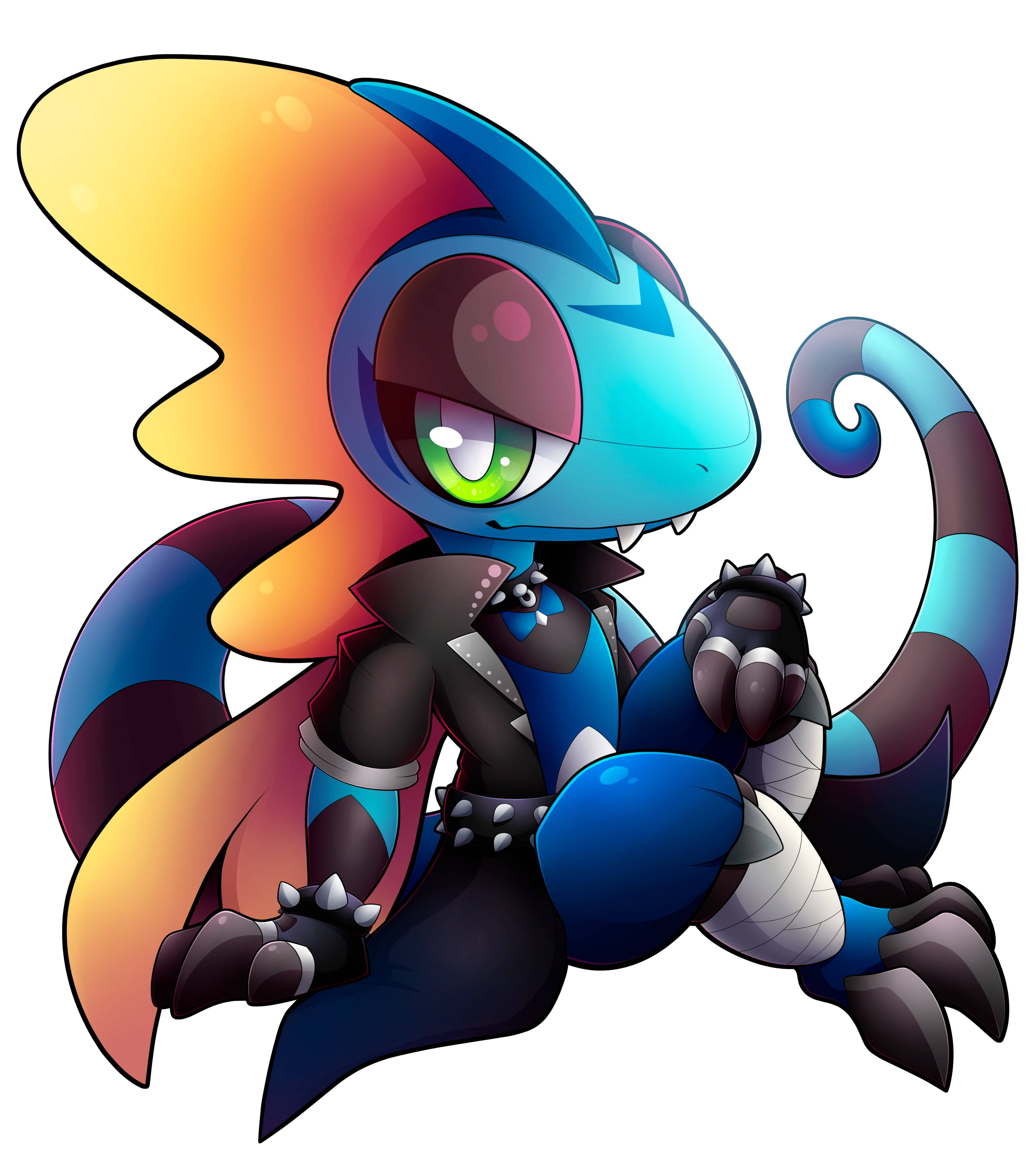 Inteleon, chibi style, rainbow wing, 4K Phone Wallpaper