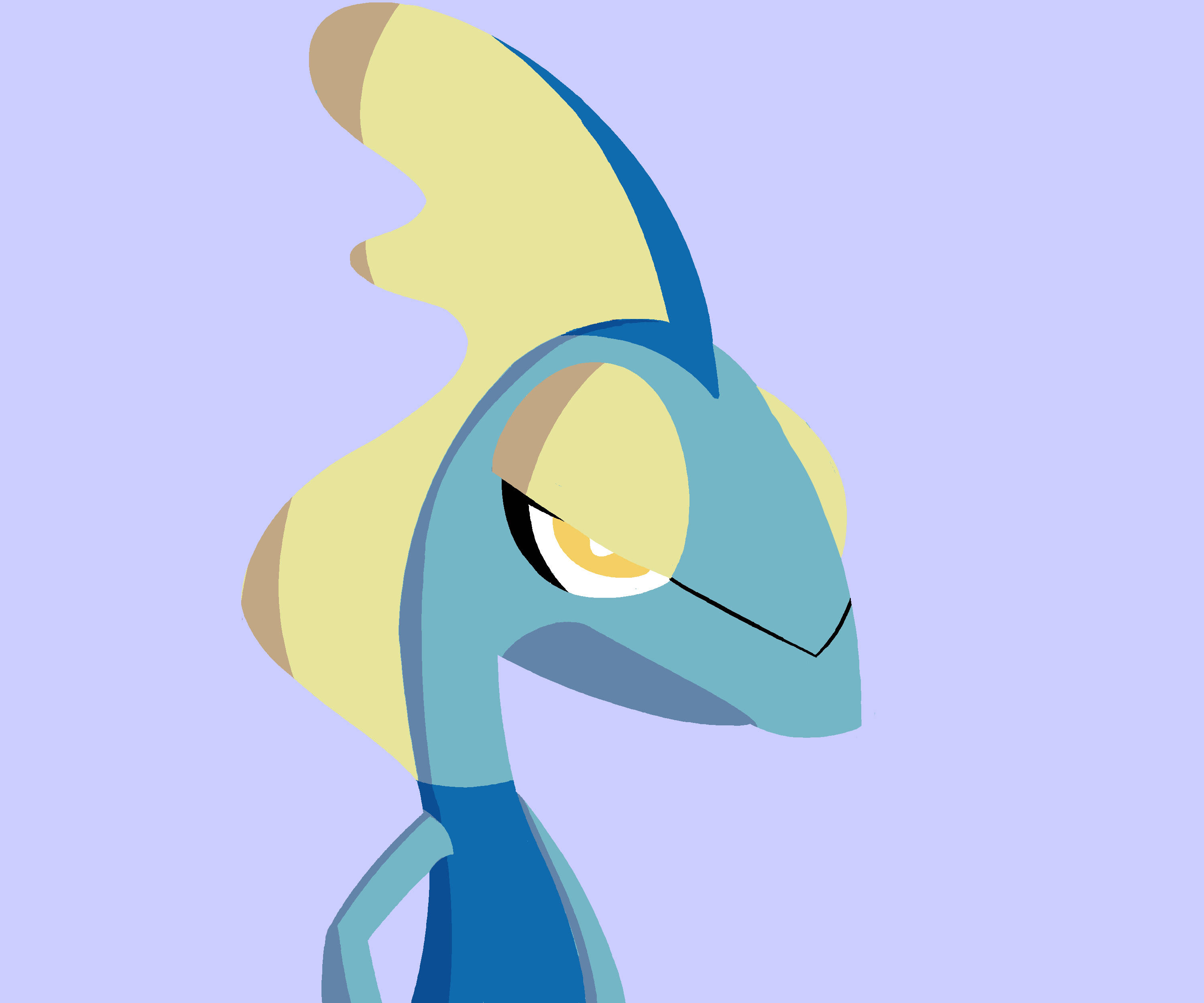 Inteleon, lavender background, blue and yellow cartoon dragon, 2K Desktop Wallpaper