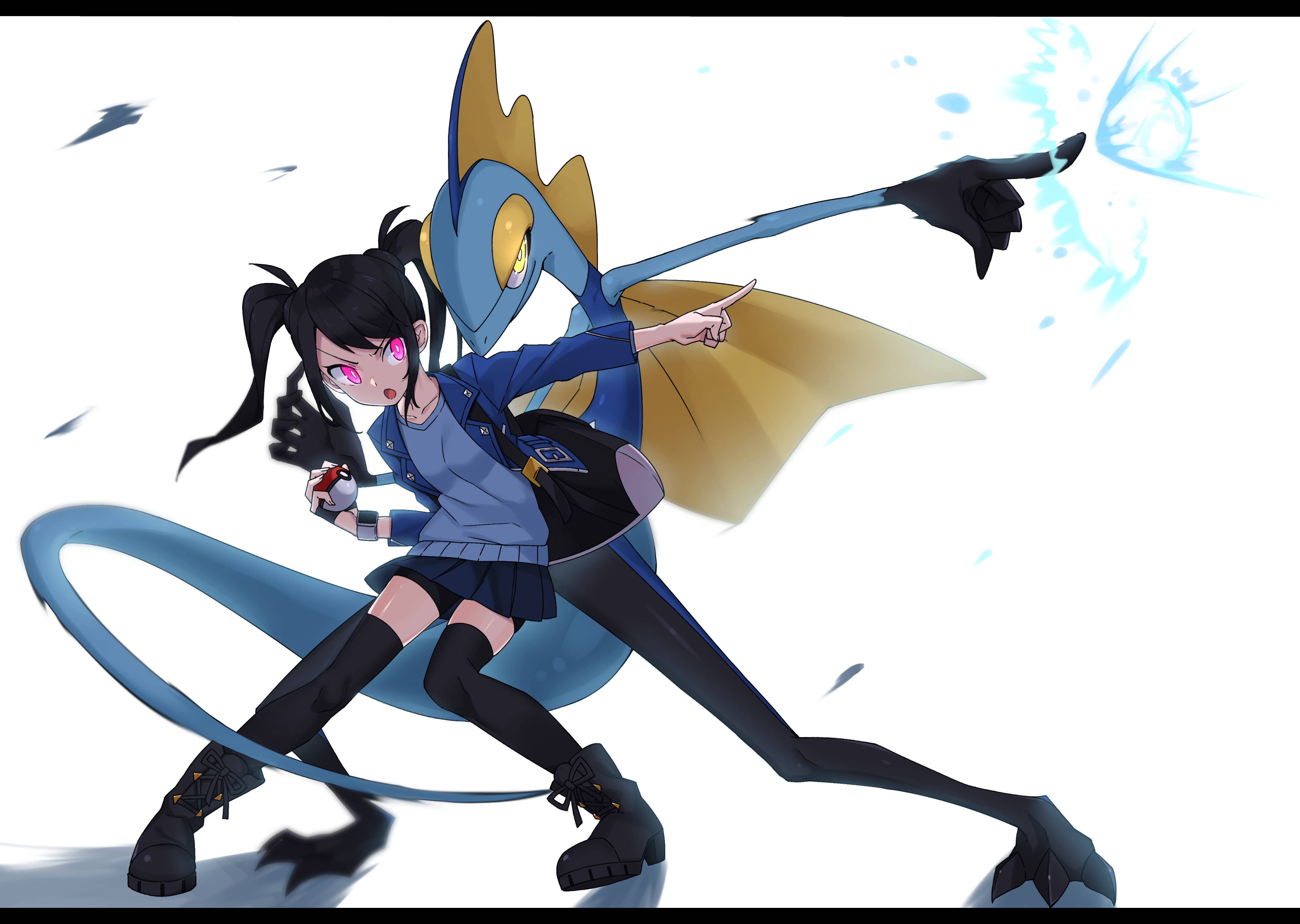 Inteleon, anime girl, school uniform, 4K Desktop Wallpaper