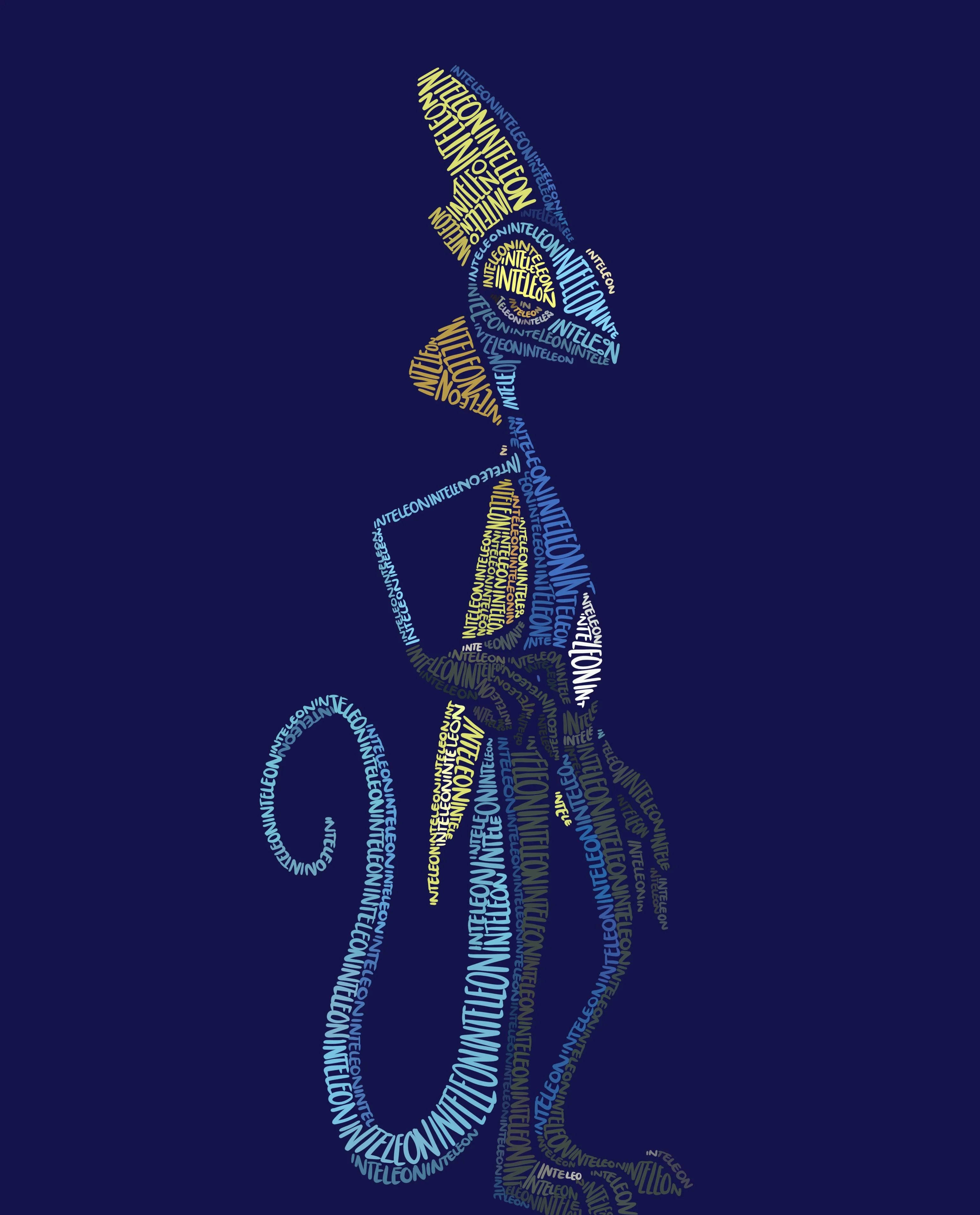 Inteleon, chameleon silhouette, intel text, 2K Phone Wallpaper