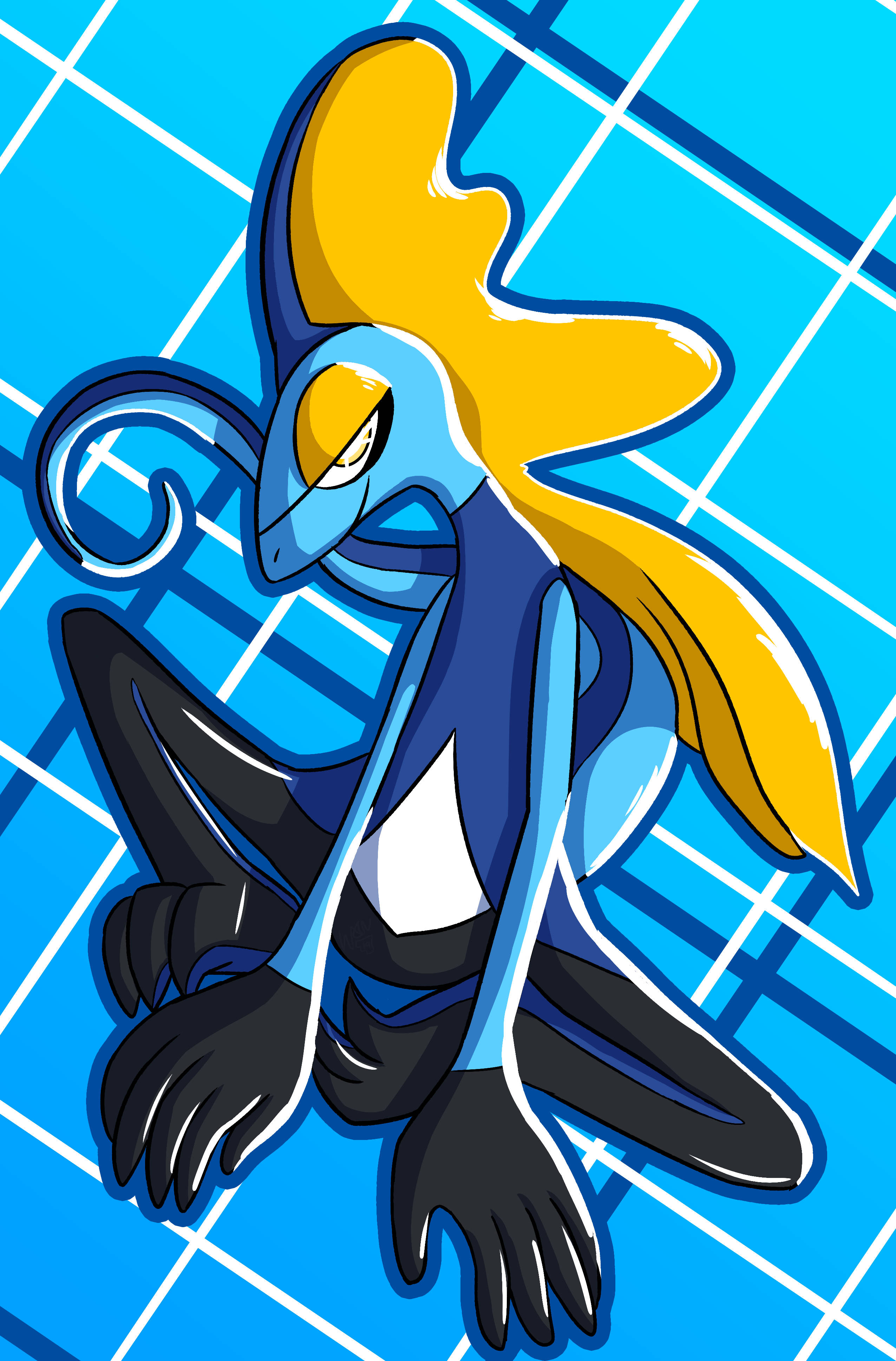 Inteleon, blue, yellow, 4K Phone Wallpaper
