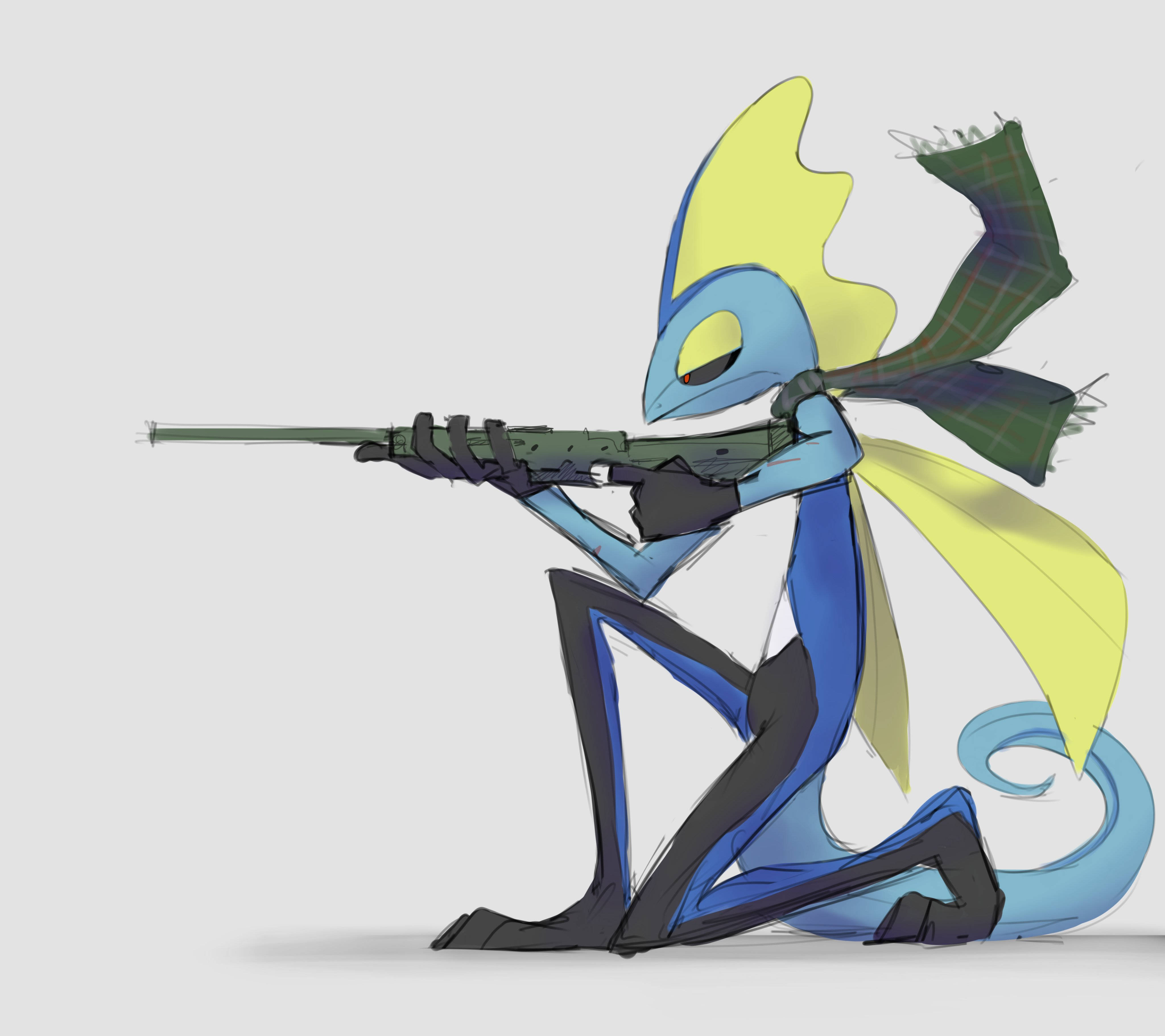 Inteleon, sniper gun, blue and yellow, 4K Desktop Wallpaper
