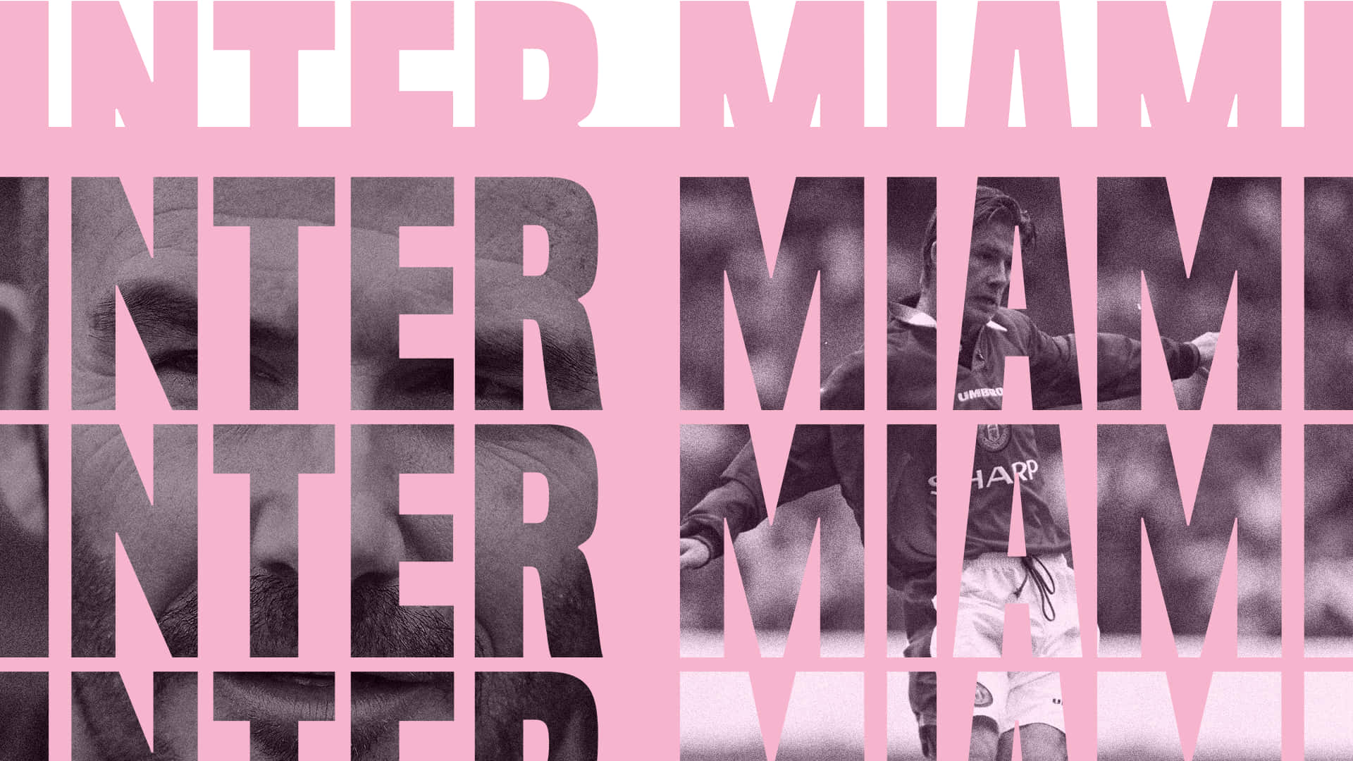 Inter Miami FC, black jersey, bold pink and black repeating 'INTER MIAMI', Full HD Desktop Wallpaper