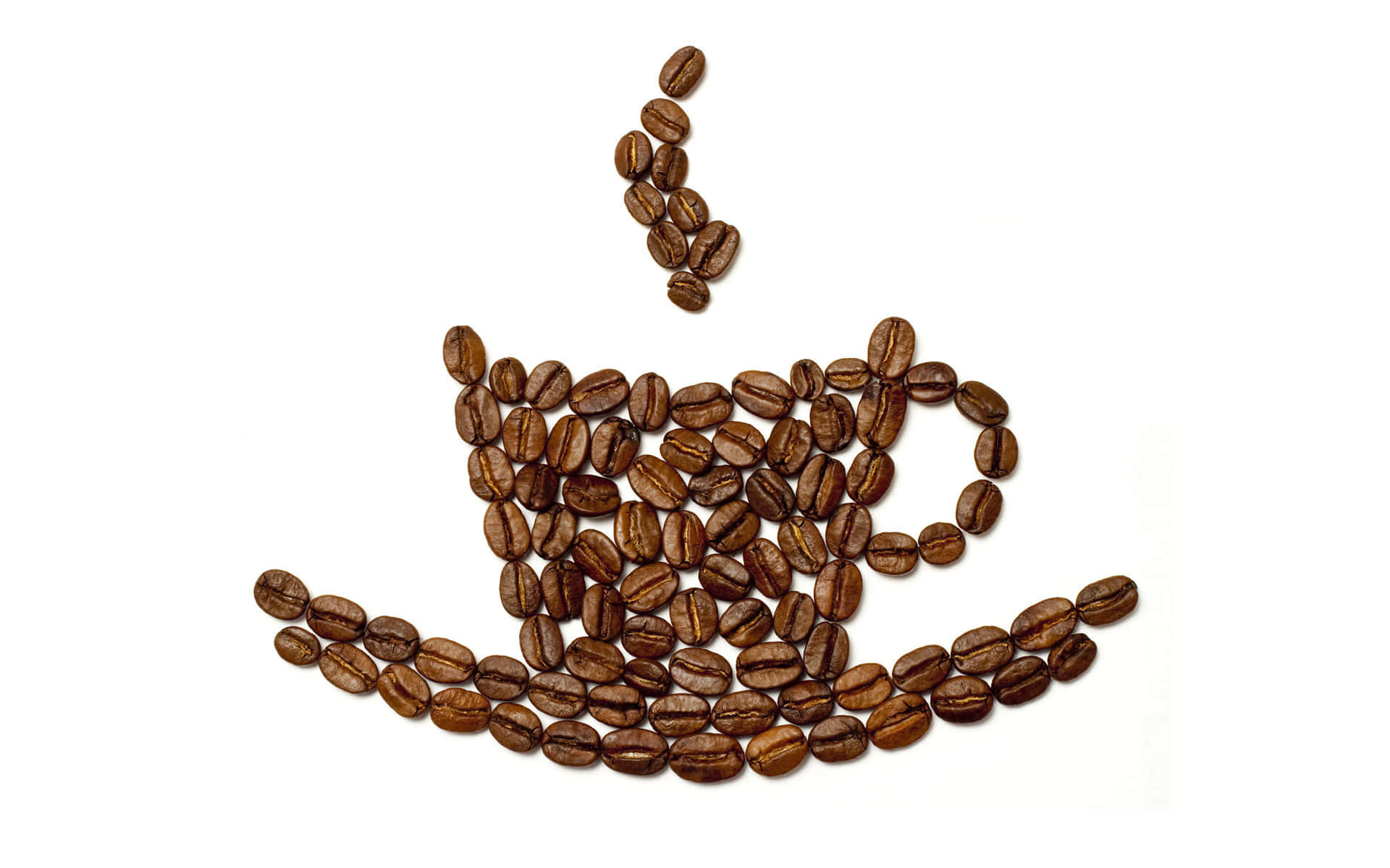 coffee cup, coffee beans, steaming cup silhouette, Full HD Desktop Wallpaper