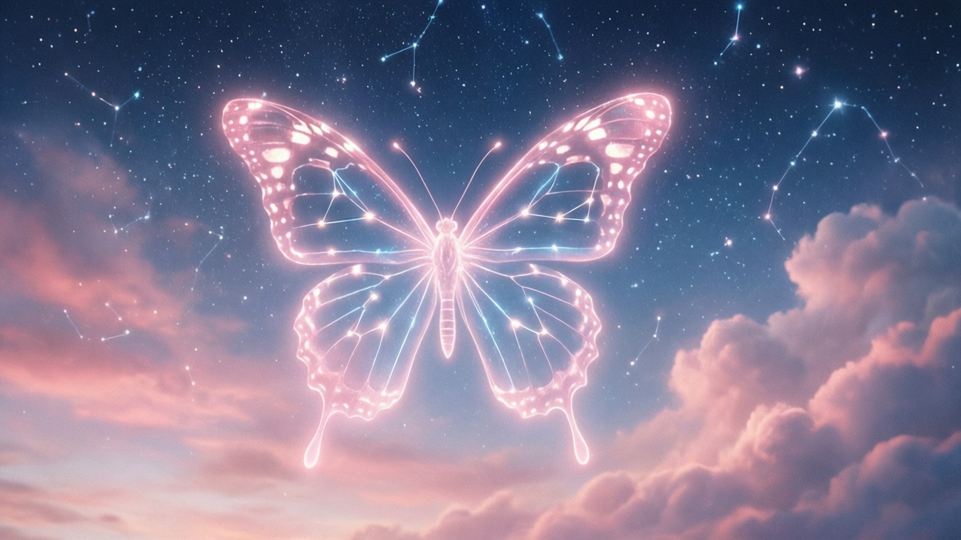 butterfly constellation, starry sky, spirits of lost infants, Full HD Desktop Wallpaper