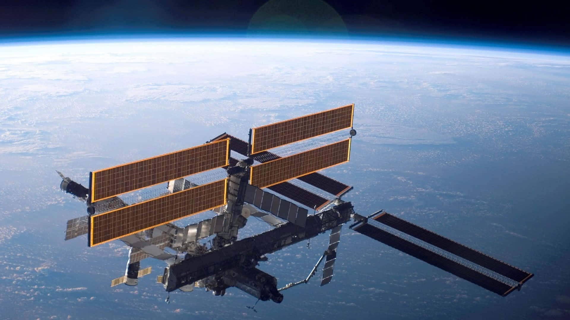 International Space Station, solar panels, Earth, Full HD Desktop Wallpaper