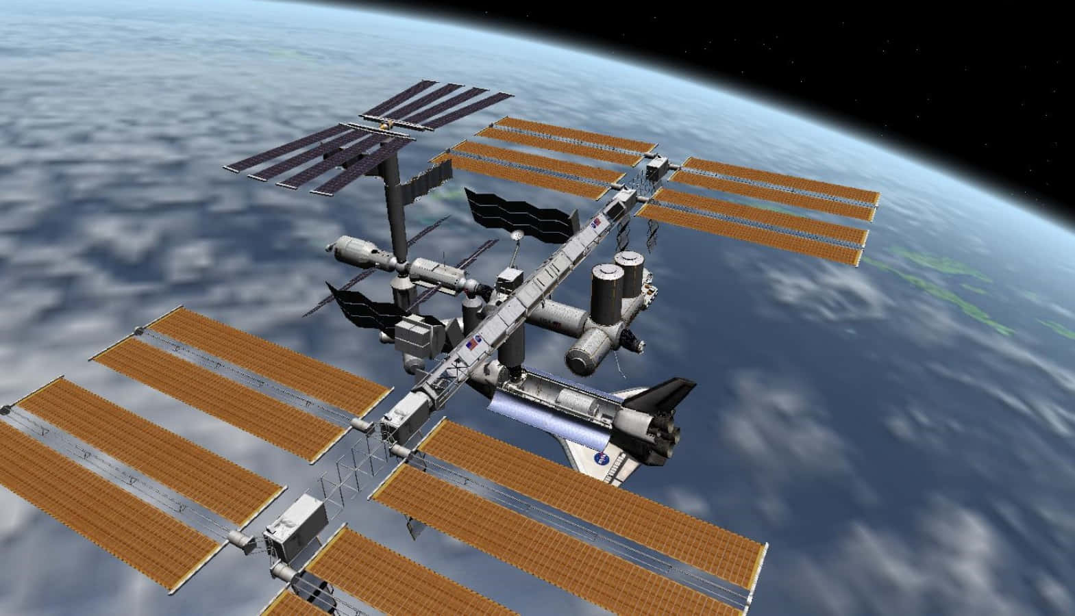 International Space Station, solar panels, blue oceans, HD Desktop Wallpaper
