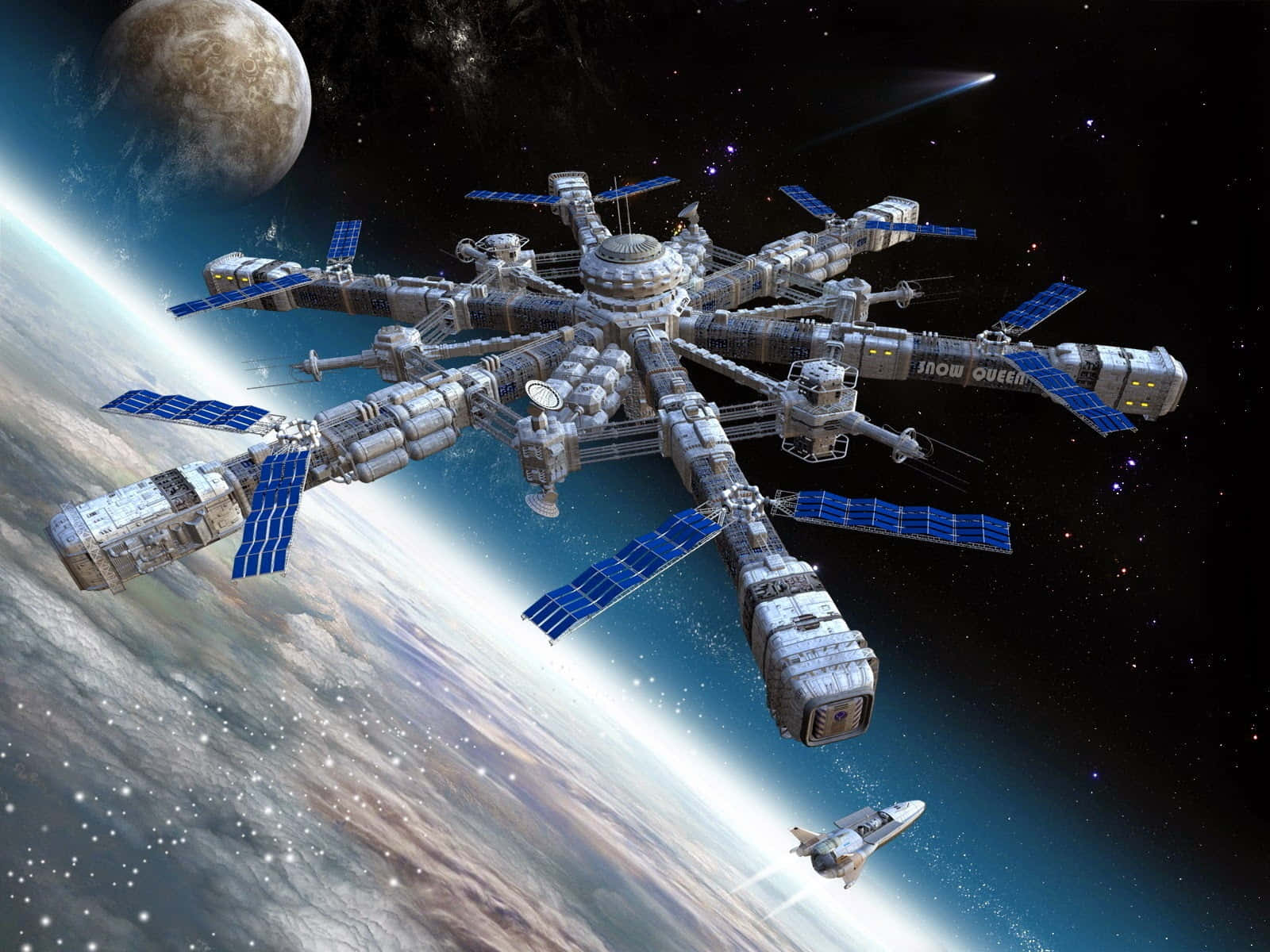 International Space Station, blue solar panels, Earth, HD Desktop Wallpaper