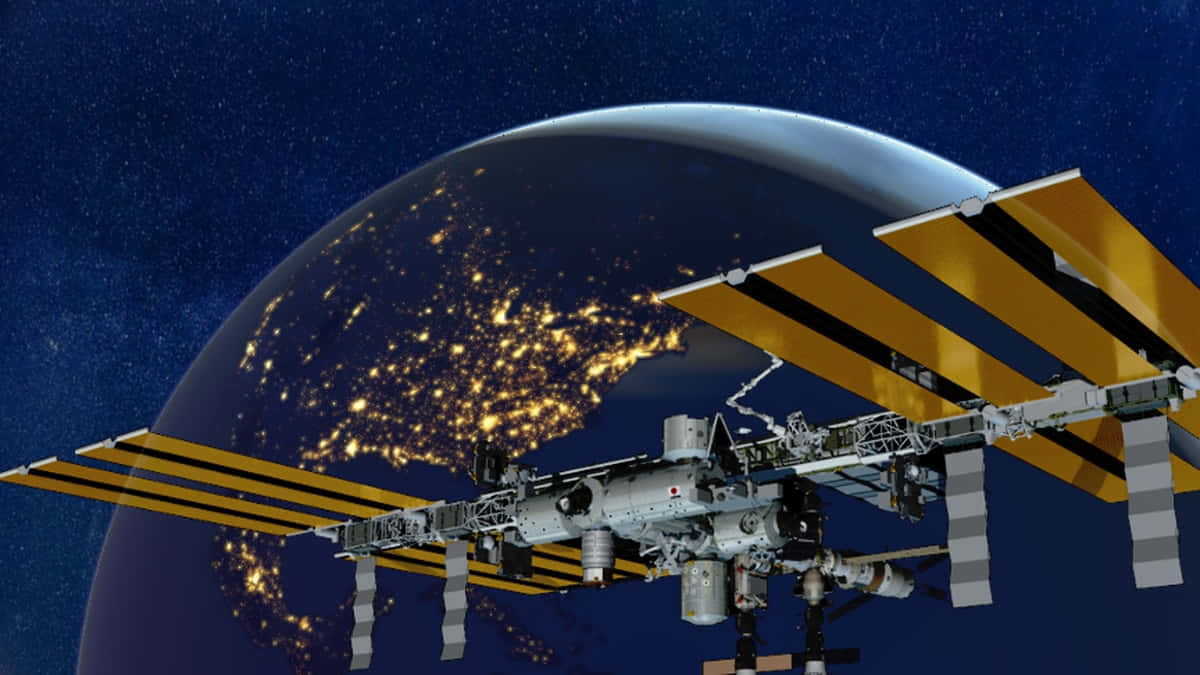 International Space Station, Earth, city lights, SD Desktop Wallpaper