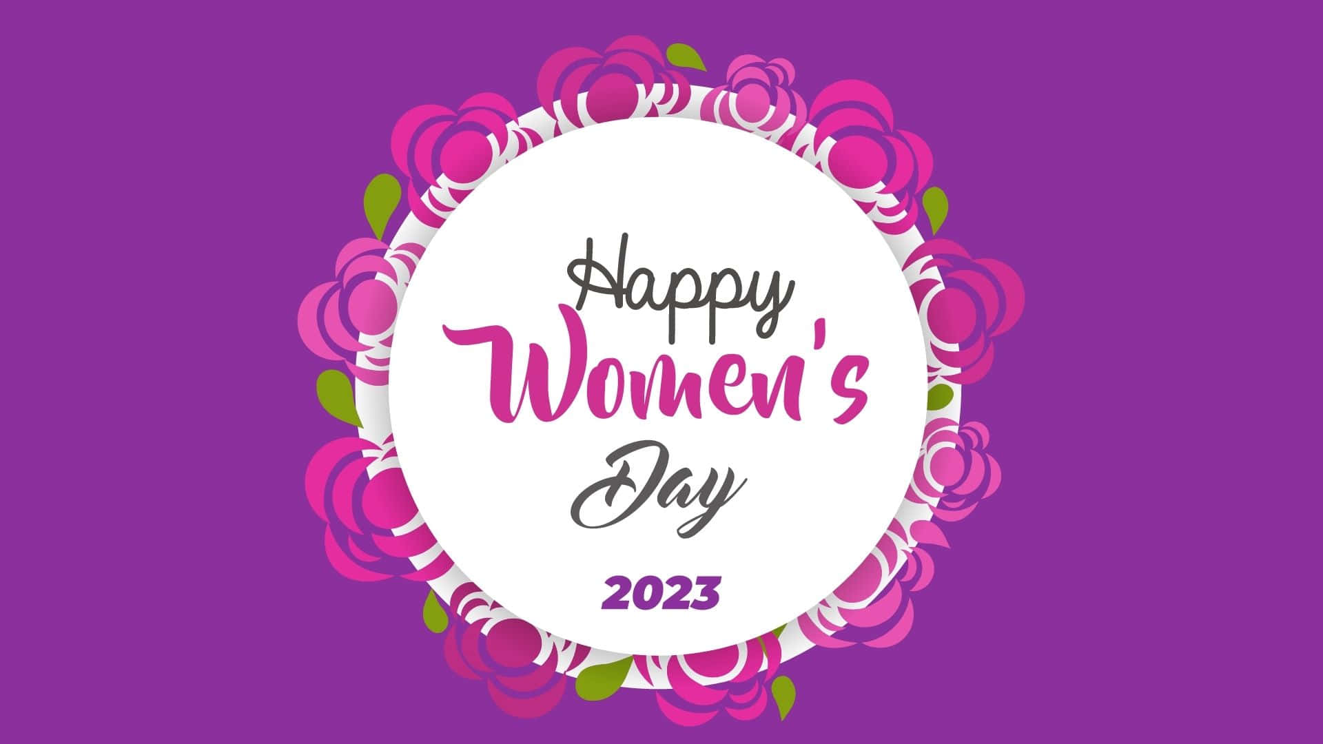 International Women's Day 2023, vibrant purple background, white circle, Full HD Desktop Wallpaper