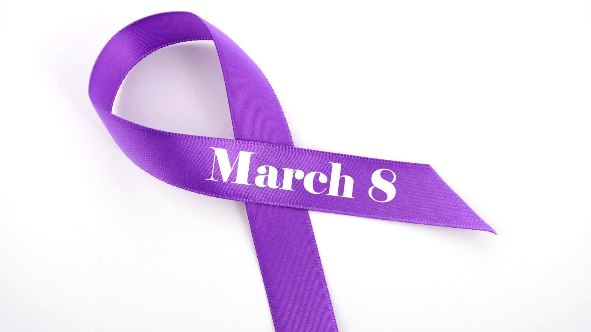 International Women's Day 2023, vibrant purple ribbon, white text, Full HD Desktop Wallpaper