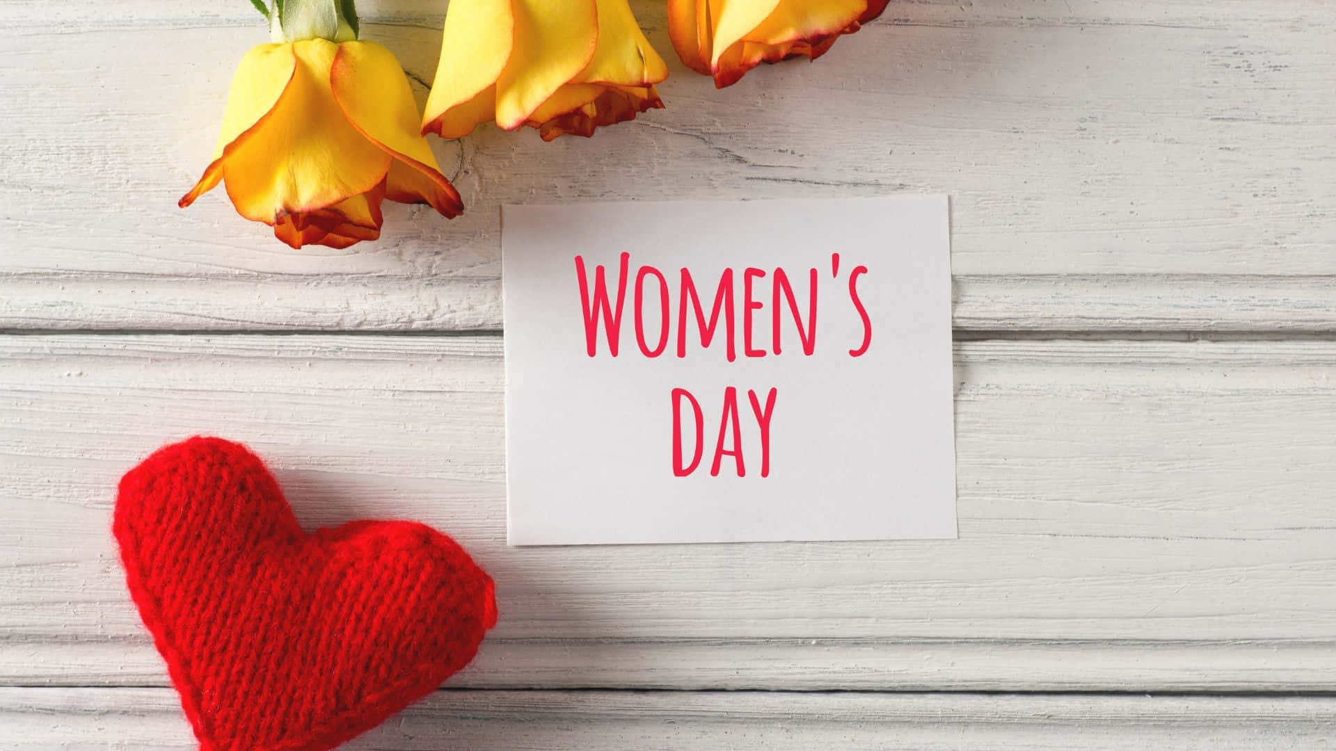 International Women's Day, handwritten note, white wooden surface, Full HD Desktop Wallpaper