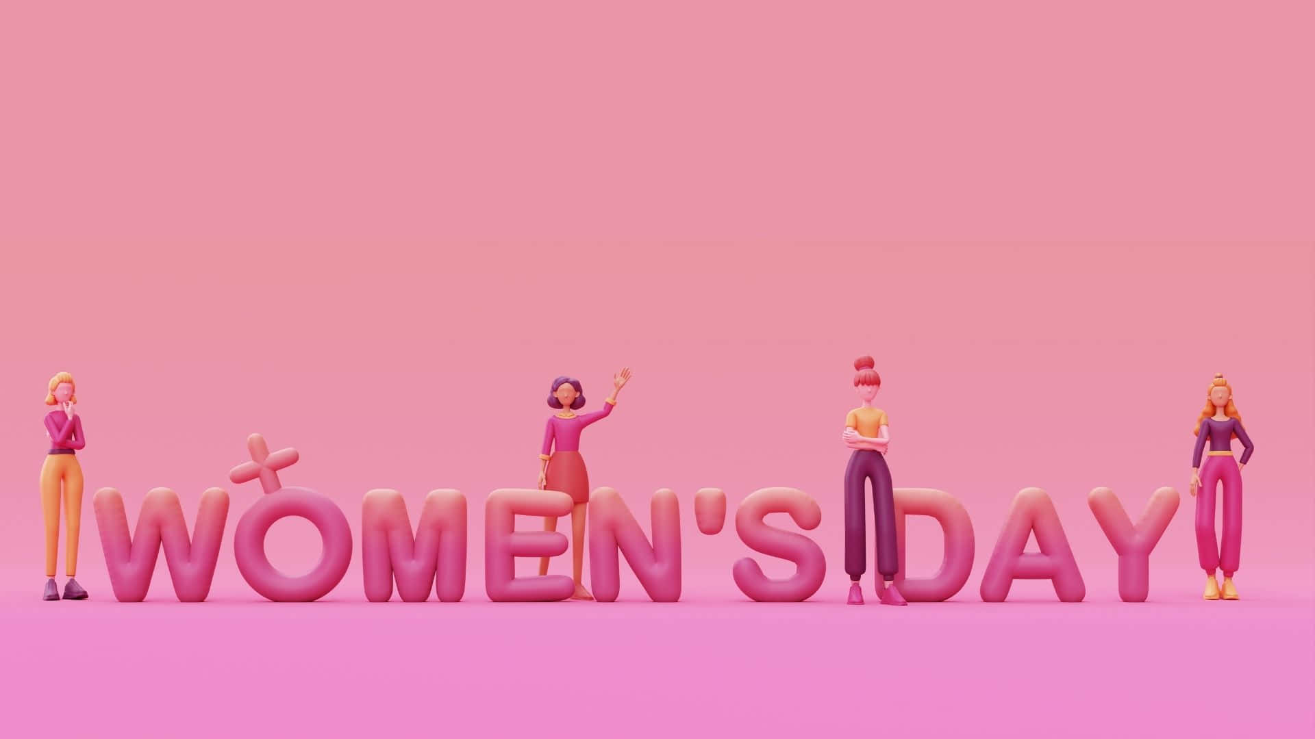 International Women's Day, pink, 3D letters, Full HD Desktop Wallpaper