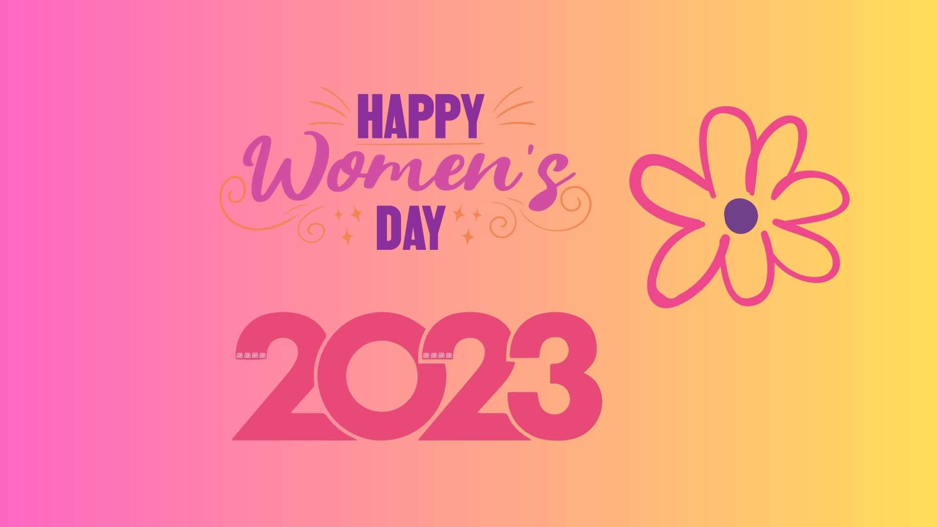 International Women's Day 2023, Happy Women's Day 2023, pink flower graphic, Full HD Desktop Wallpaper