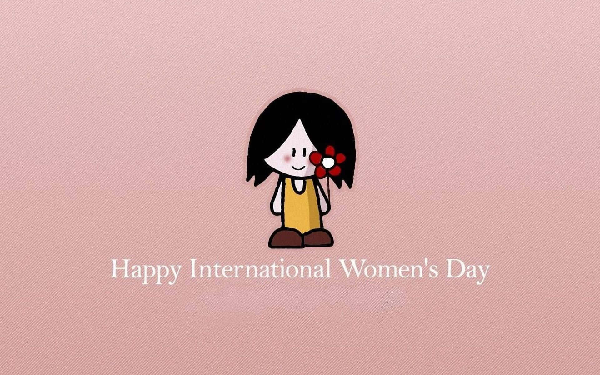 International Women's Day, cartoon girl, black hair, Full HD Desktop Wallpaper