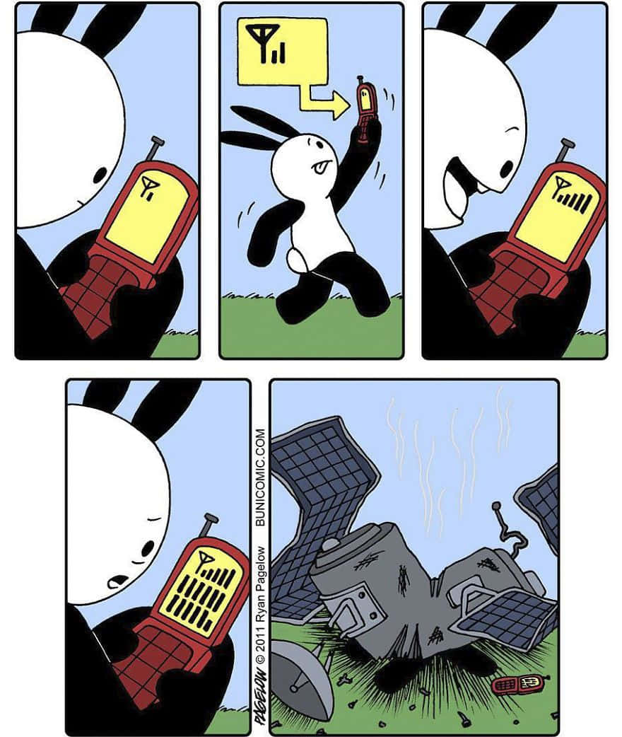 cartoon rabbit, red phone, explodes, SD Phone Wallpaper