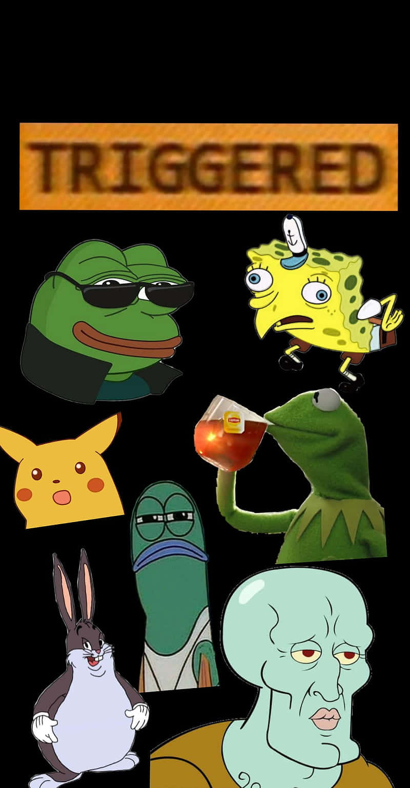 TRIGGERED, cartoon characters, collage, HD Phone Wallpaper