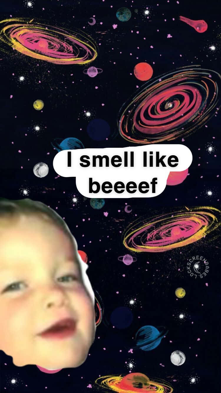 meme iphone, child's face, vibrant cosmic backdrop, HD Phone Wallpaper