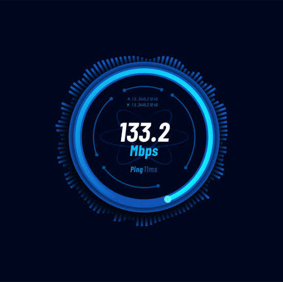 neon blue, futuristic digital speedometer, 133.2 Mbps, SD Desktop Wallpaper