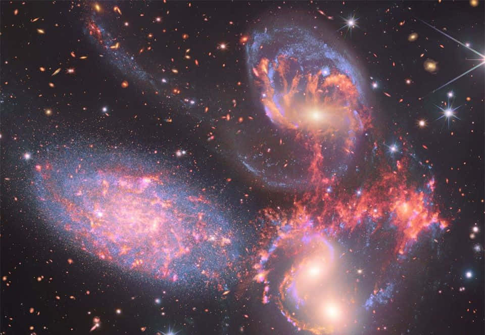 Interstellar Cloud, deep space, glowing galaxies, SD Desktop Wallpaper
