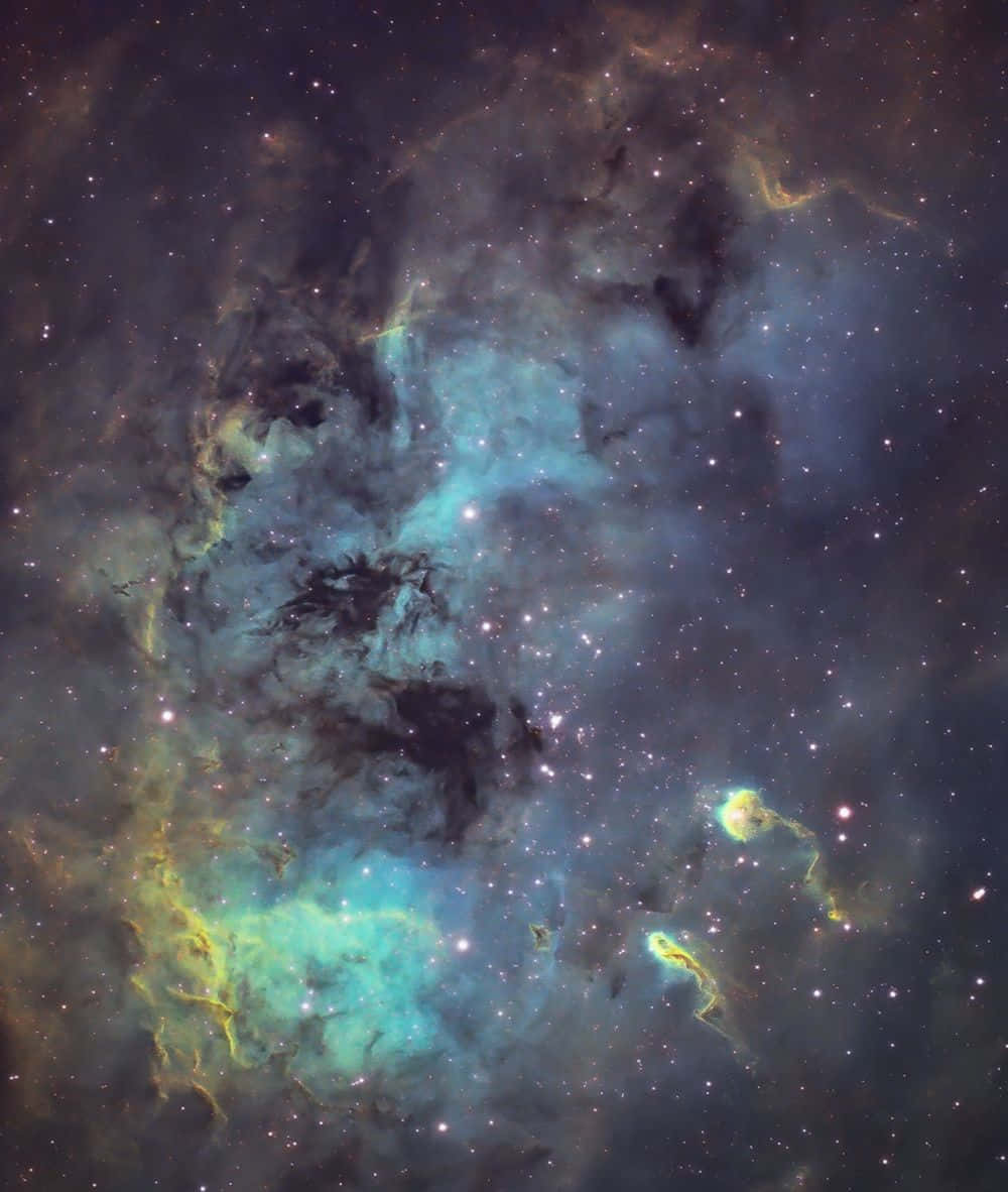 Interstellar Cloud, teal, golden, SD Phone Wallpaper