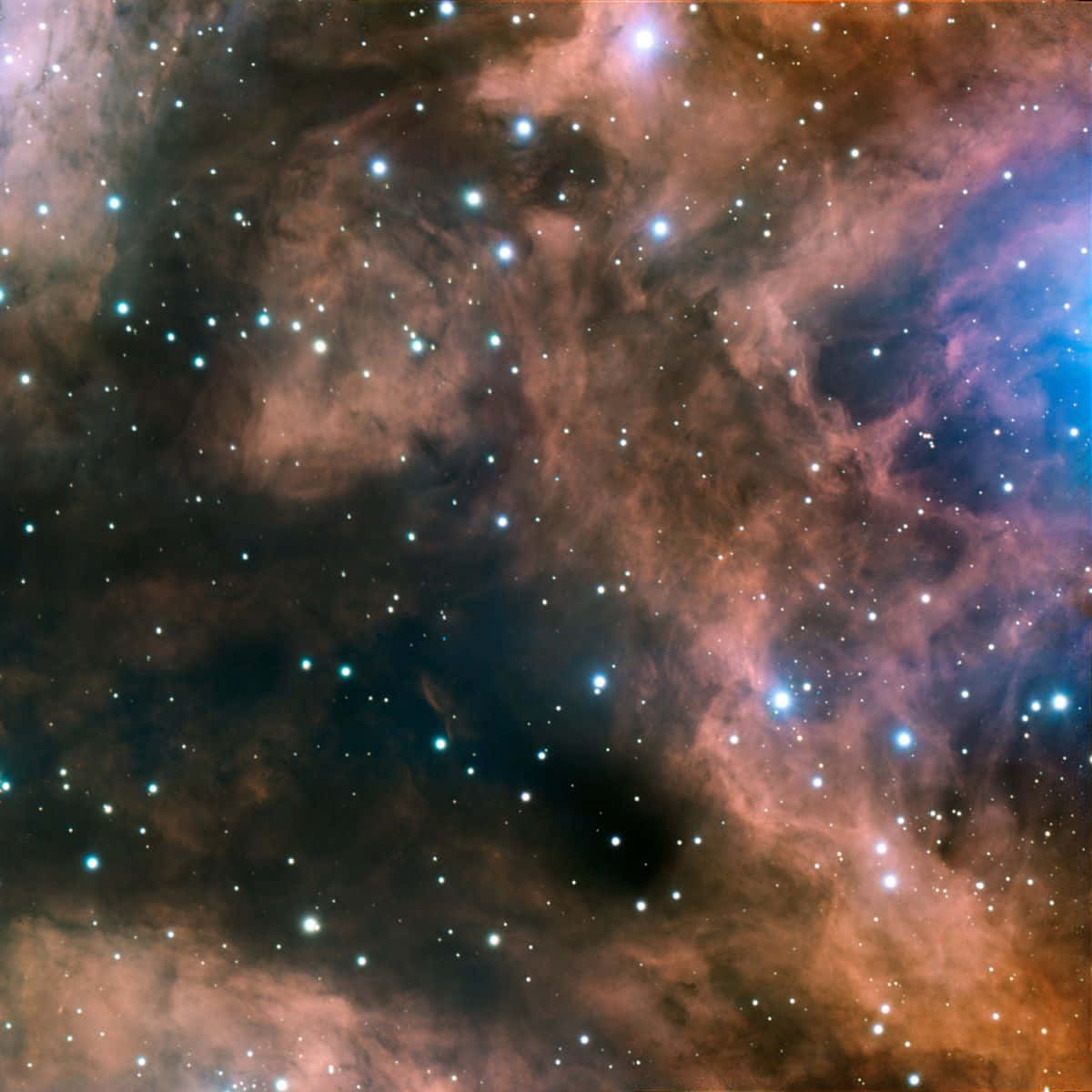 Interstellar Cloud, orange and blue gases, bright stars, SD Desktop Wallpaper