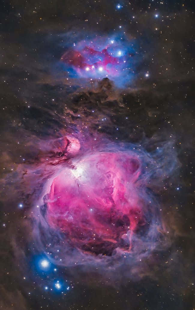 Interstellar Cloud, pink purple and blue gas clouds, bright stars, SD Phone Wallpaper