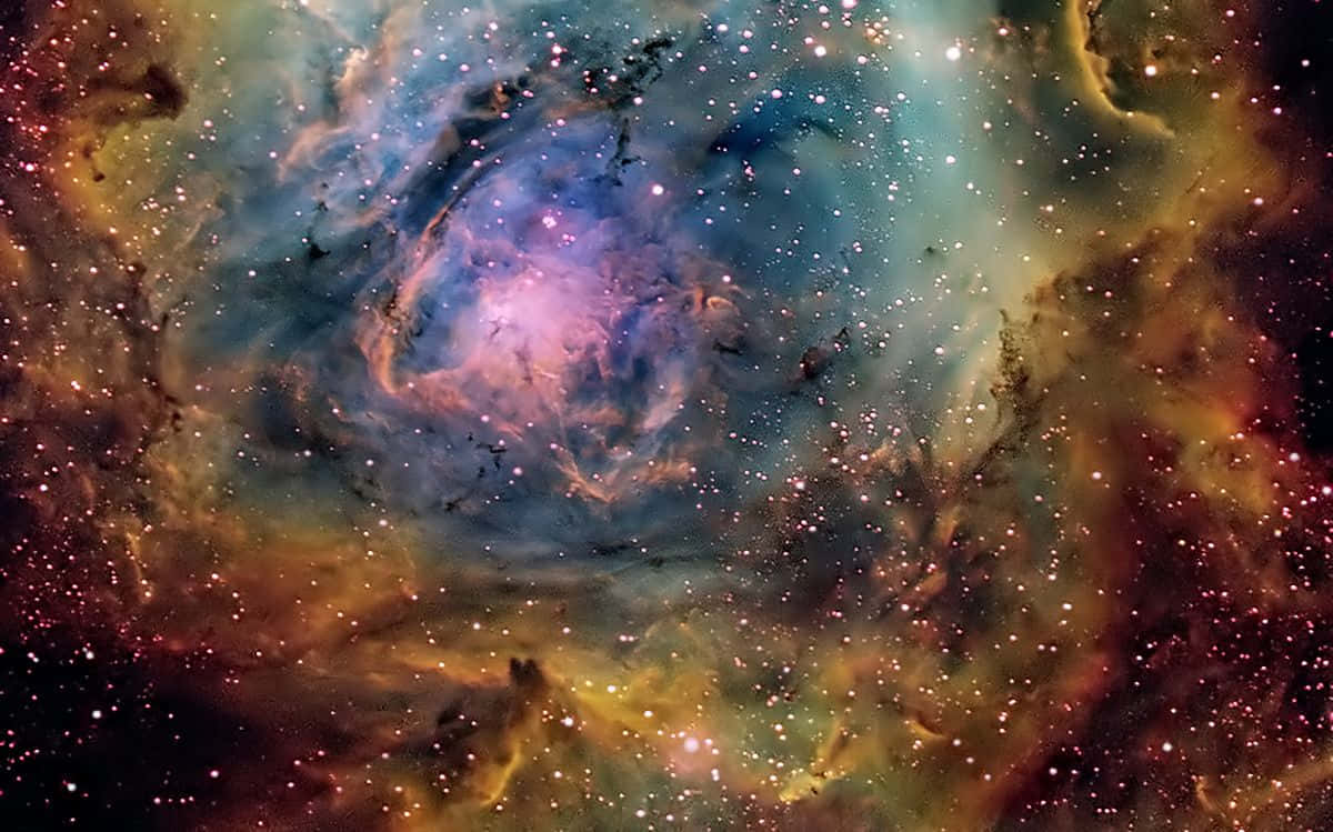 Interstellar Cloud, purple blue, gold, SD Desktop Wallpaper