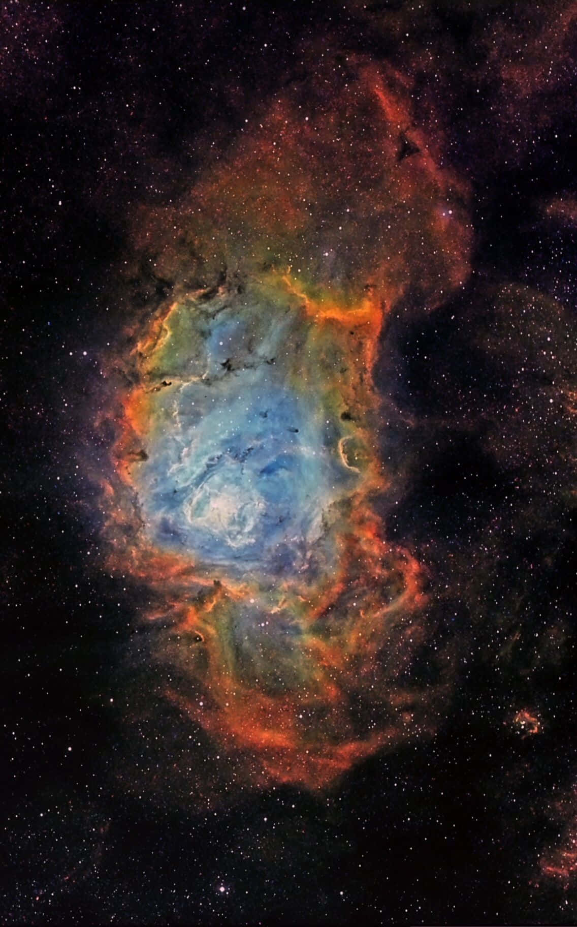 Interstellar Cloud, fiery orange, cool blue, HD Phone Wallpaper