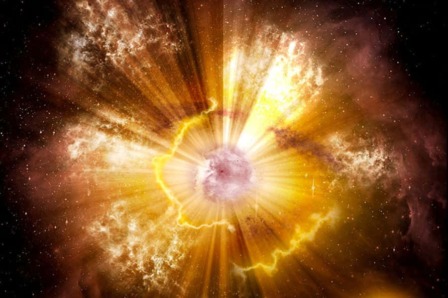 Interstellar Cloud, golden light, swirling nebulae, SD Desktop Wallpaper