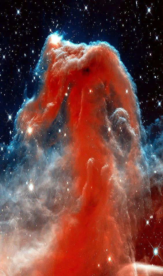 Interstellar Cloud, red and blue cosmic pillar, gas and dust, SD Phone Wallpaper