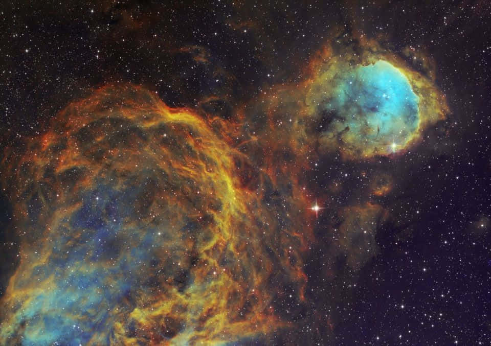 Interstellar Cloud, fiery orange, cool blue, SD Desktop Wallpaper