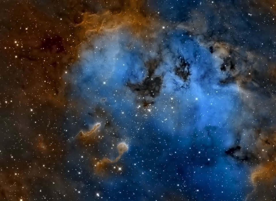 Interstellar Cloud, vibrant blues, oranges, SD Desktop Wallpaper