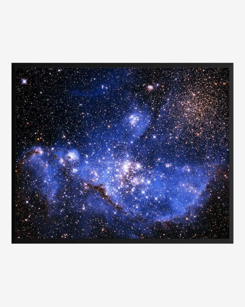 Interstellar Cloud, vibrant blue nebula, glowing stars, SD Phone Wallpaper