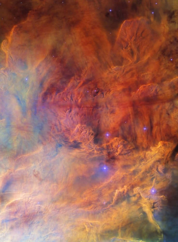 Interstellar Cloud, cosmic nebula, fiery oranges, SD Phone Wallpaper