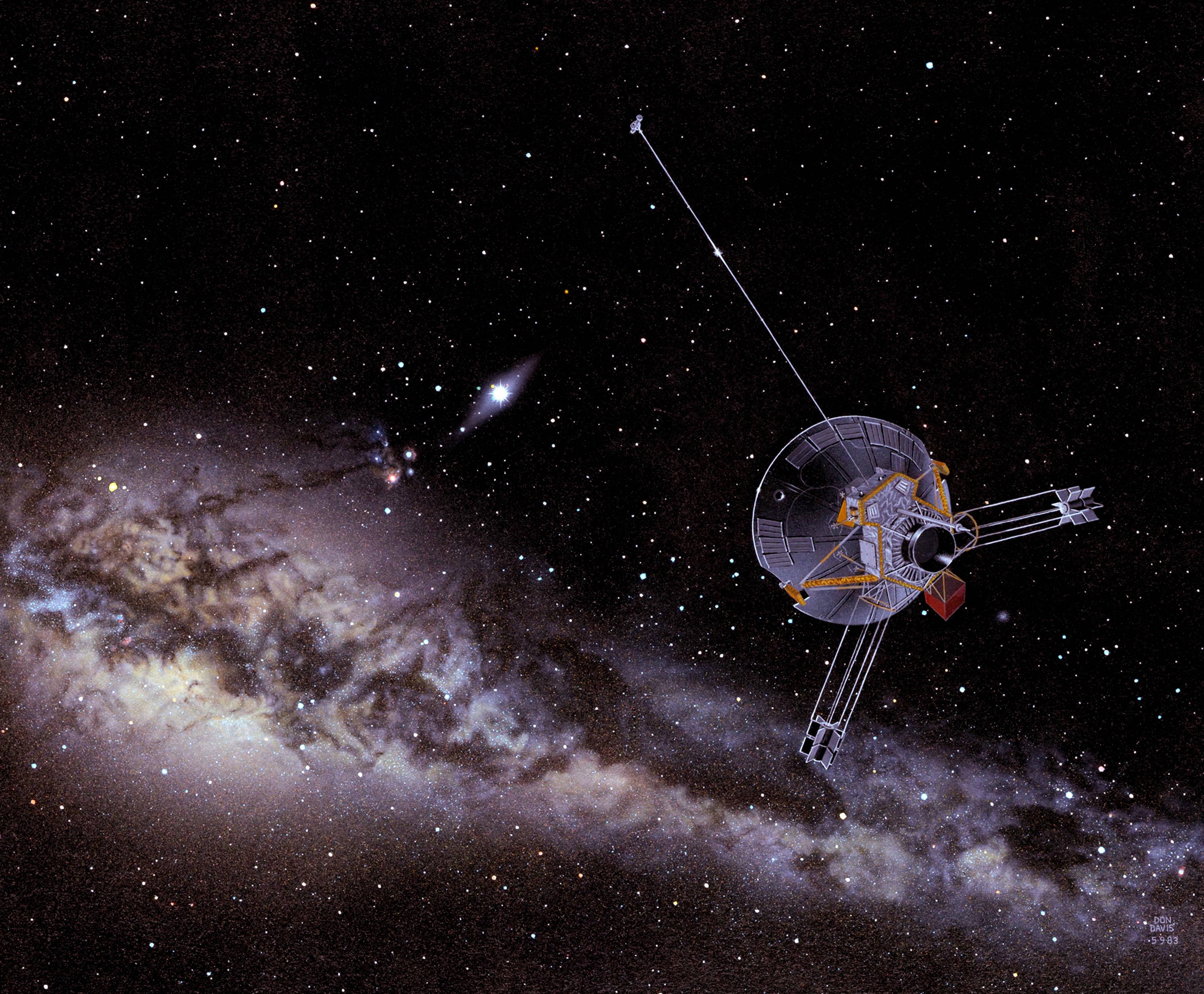 satellite, interstellar space, nebula, 2K Desktop Wallpaper
