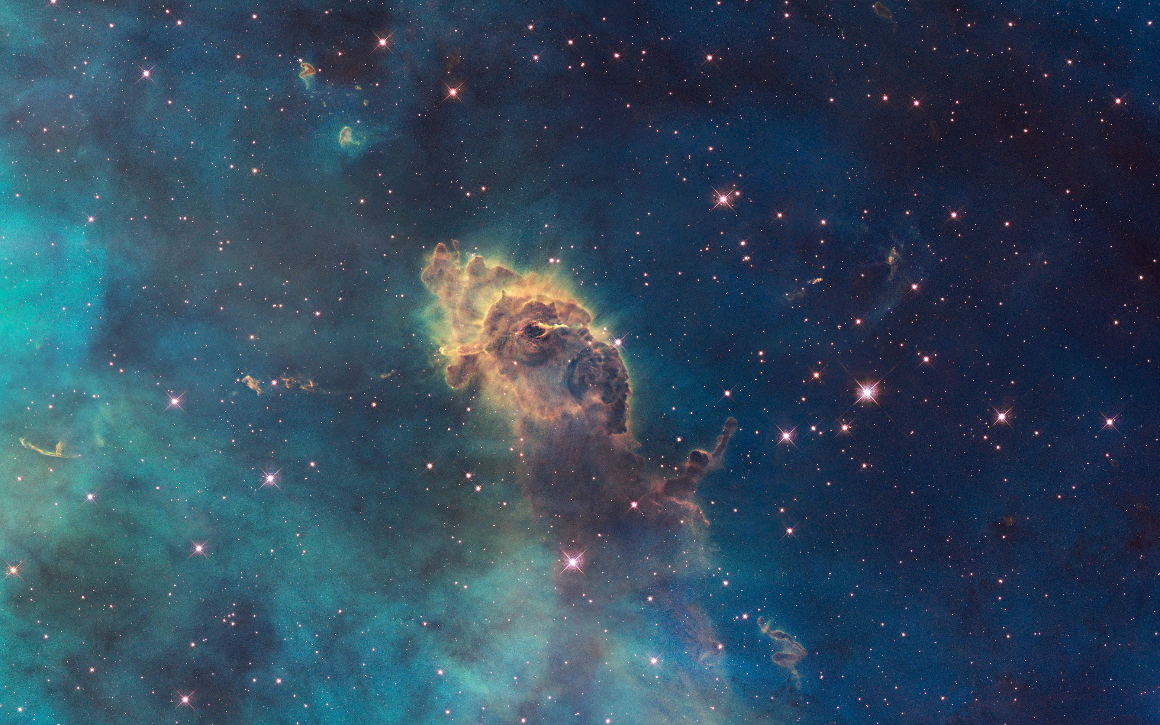 nebula, turquoise, amber, 4K Desktop Wallpaper