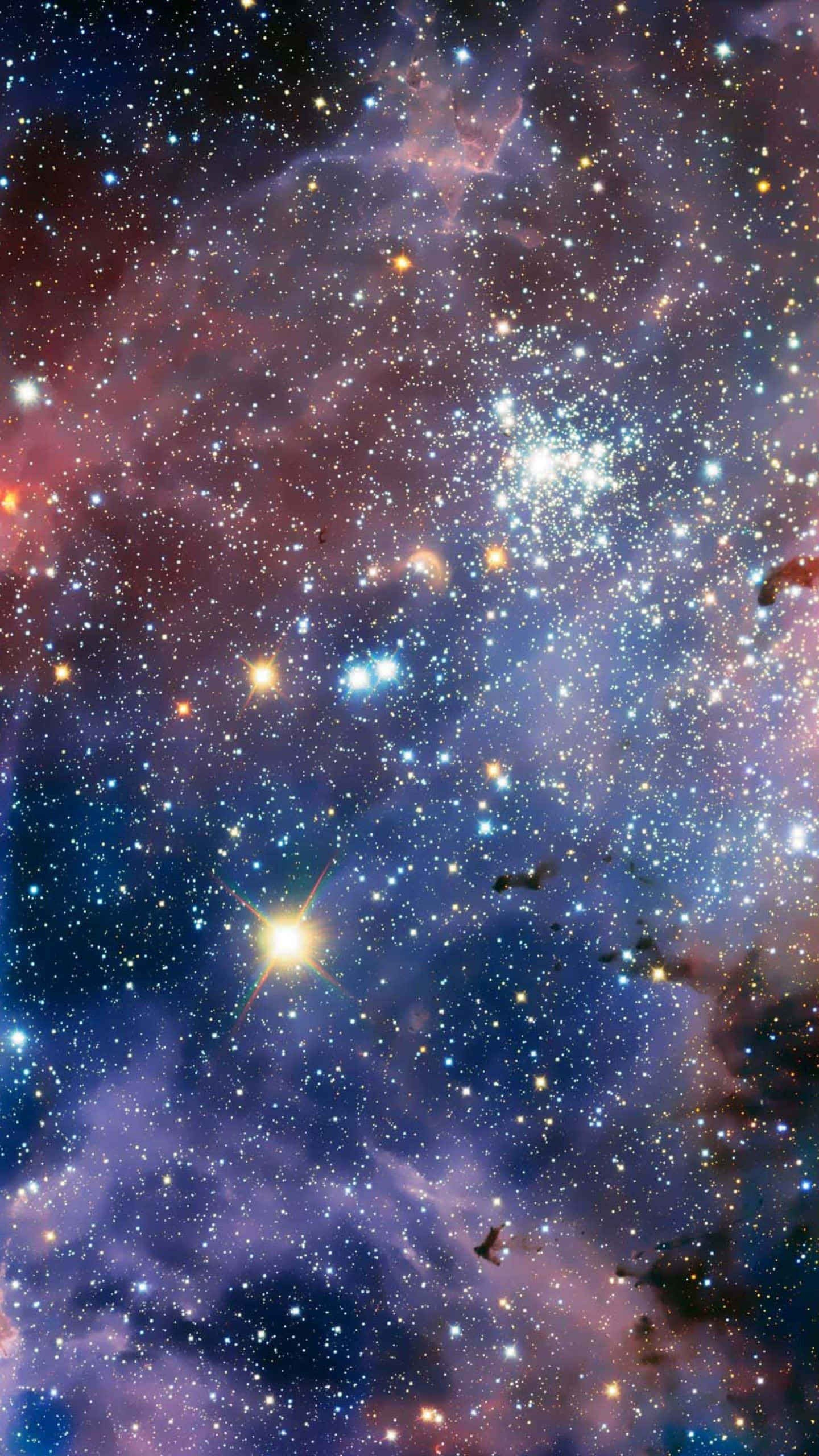 starry nebula, purple pink and blue hues, cosmic nebula, 2K Phone Wallpaper