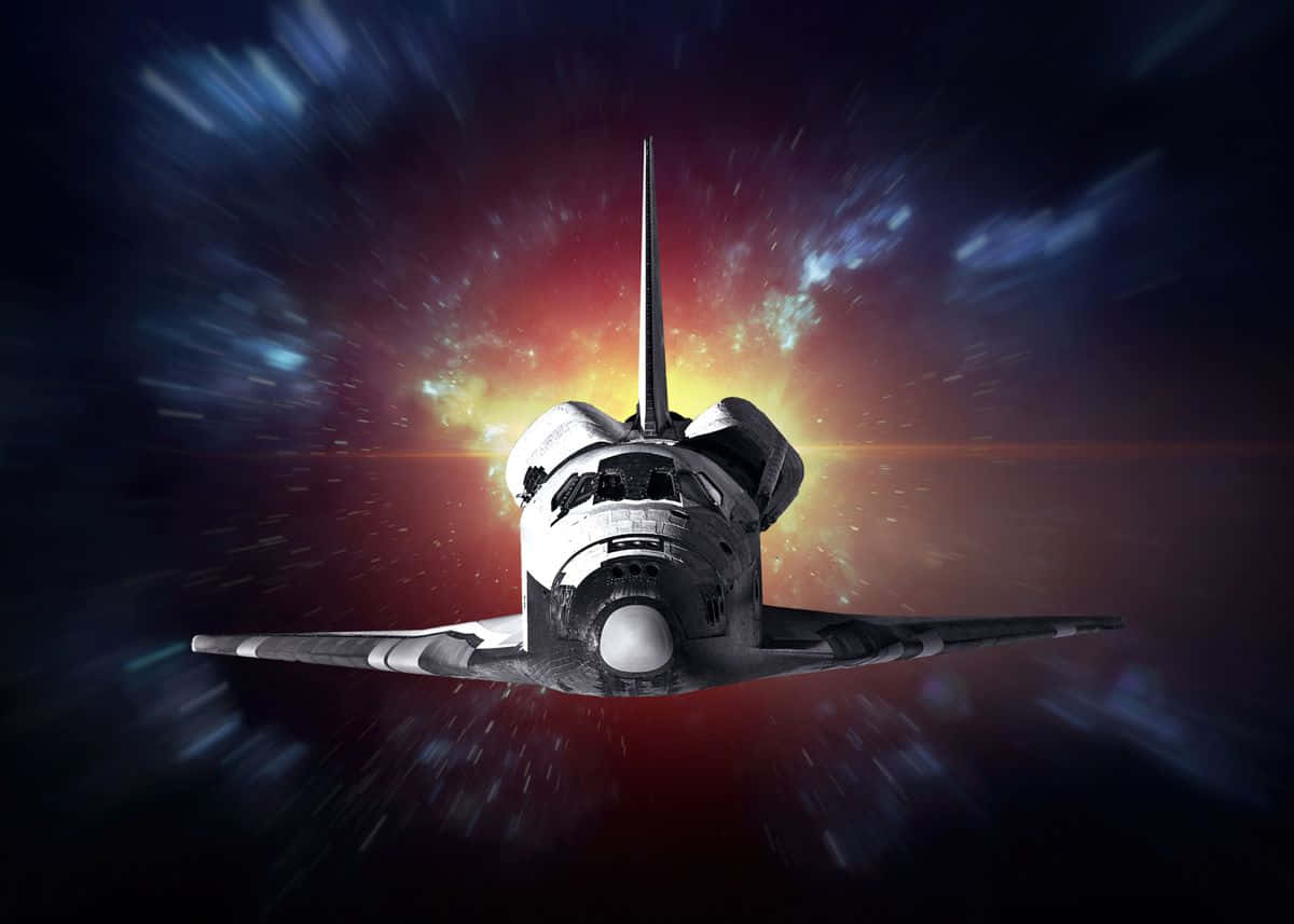 Interstellar Travel, space shuttle, cosmic clouds, SD Desktop Wallpaper