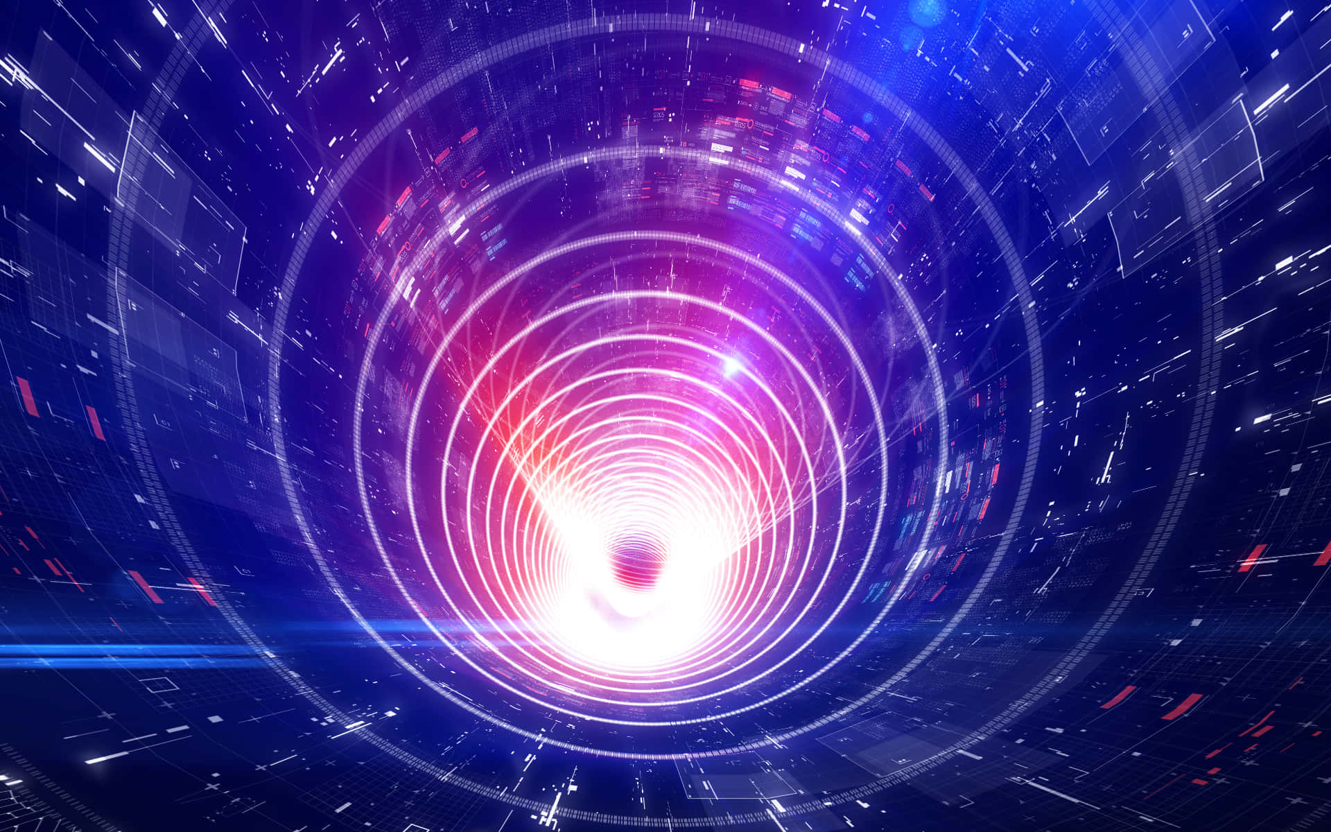 Interstellar Travel, hyperspace, neon lights, Full HD Desktop Wallpaper