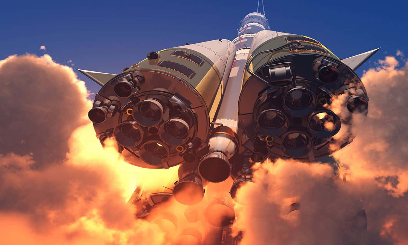 Interstellar Travel, rocket, fiery clouds, HD Desktop Wallpaper