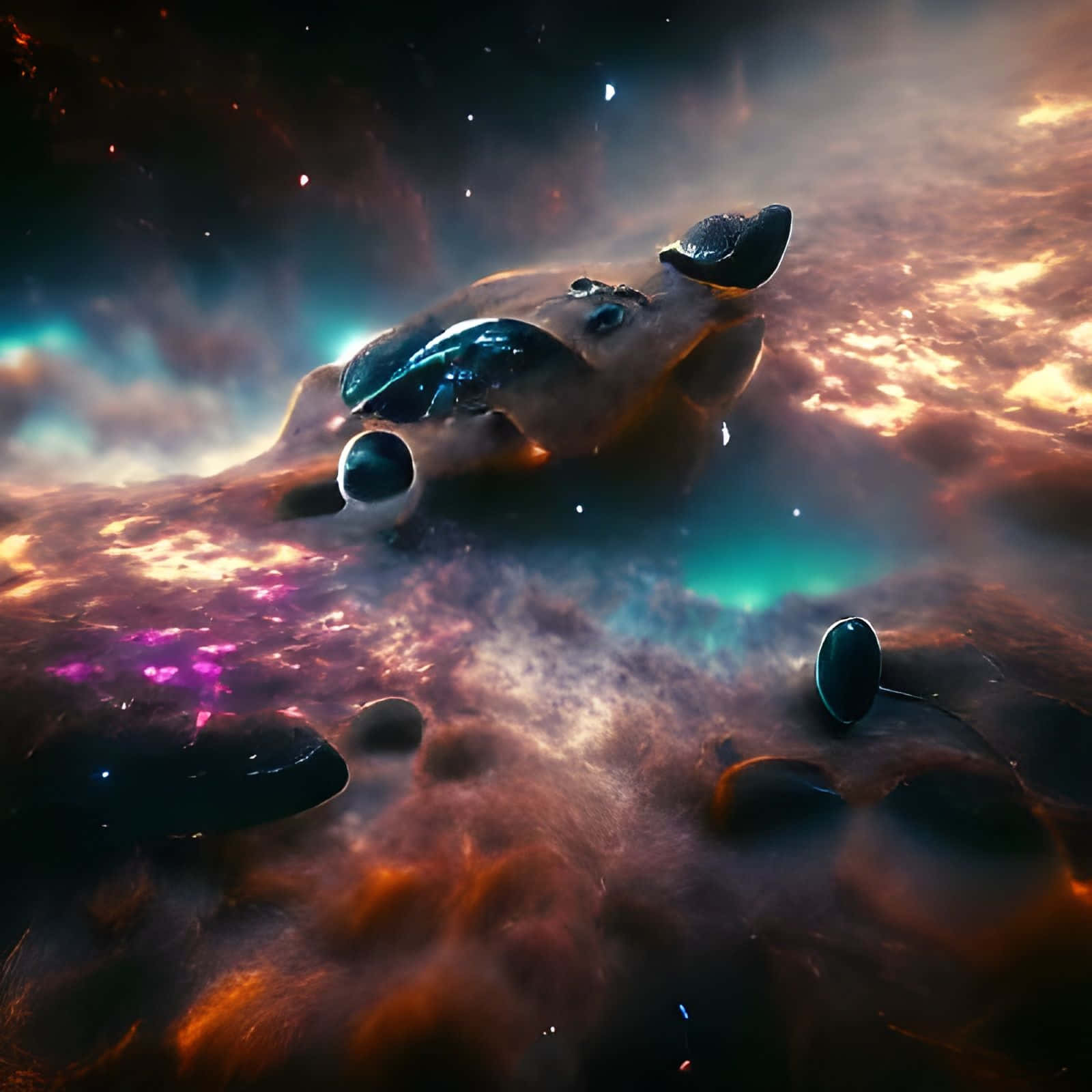 Interstellar Travel, futuristic spaceship, vibrant nebula, HD Desktop Wallpaper
