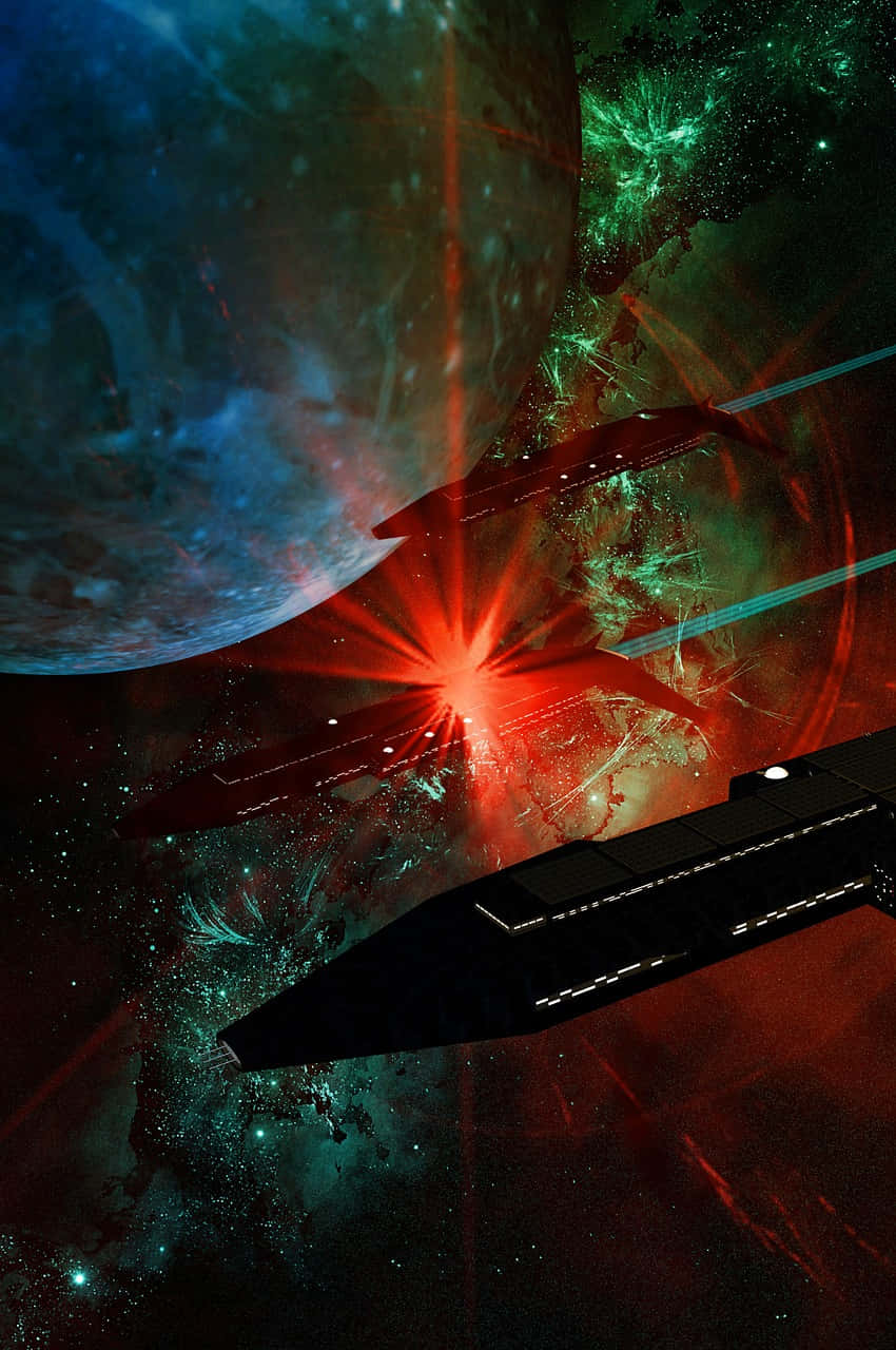 interstellar travel, futuristic spacecraft, vibrant nebula, HD Phone Wallpaper