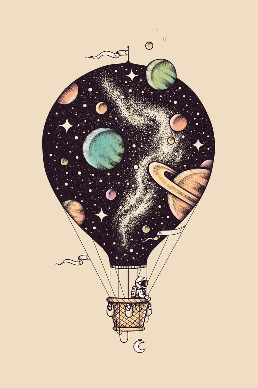 Interstellar Travel, hot air balloon, stars, HD Phone Wallpaper